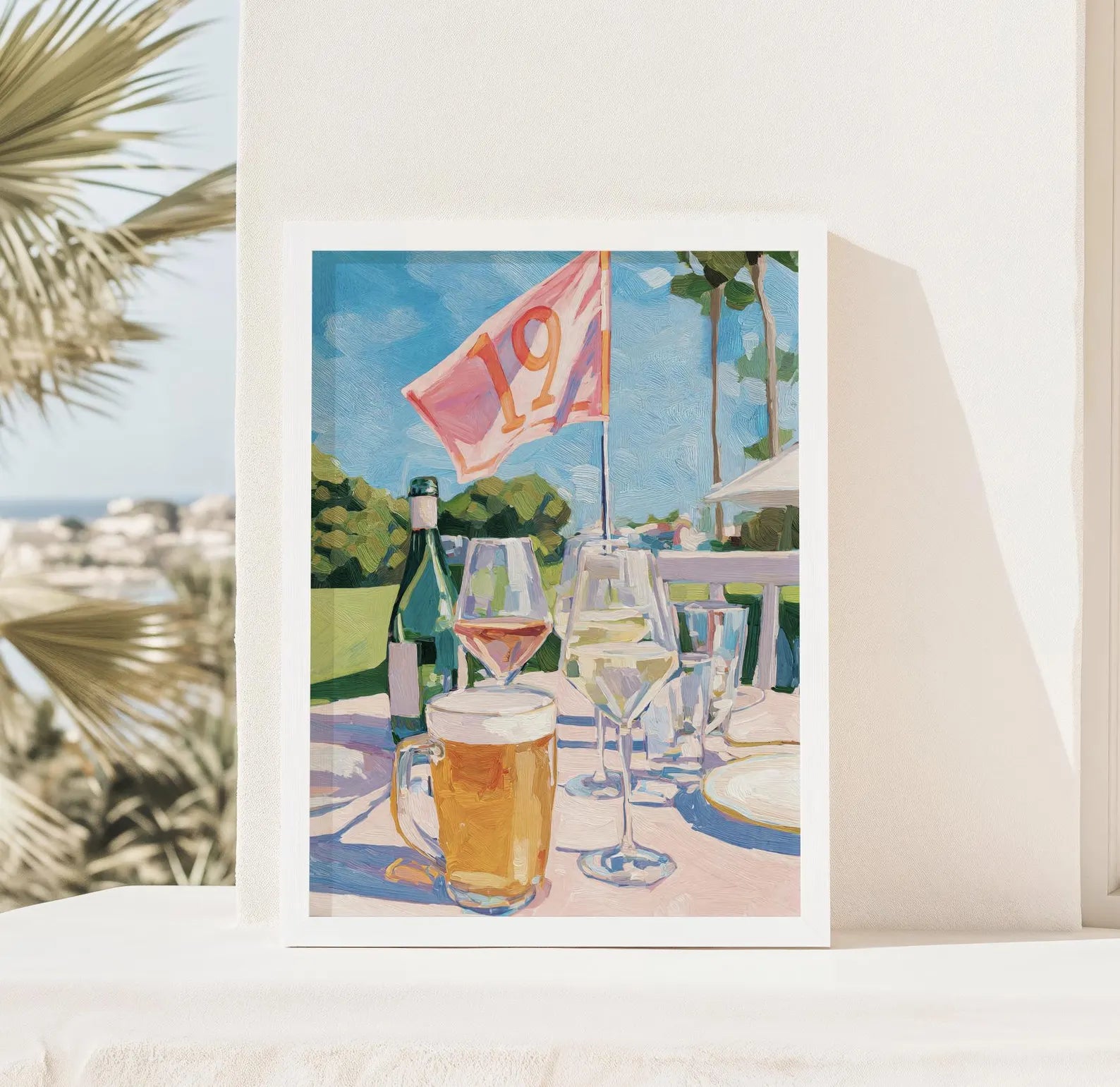 Watering Hole Golf Art Print: 19th Hole Cocktail Poster for Bar Cart Decor, Palm Beach Sport Gift