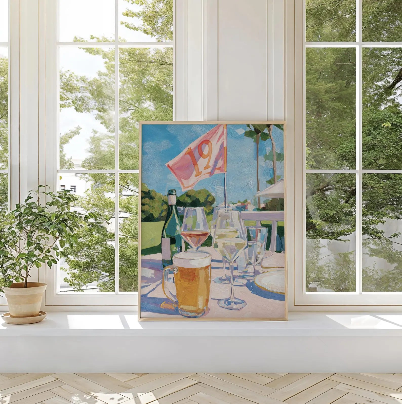 Watering Hole Golf Art Print: 19th Hole Cocktail Poster for Bar Cart Decor, Palm Beach Sport Gift