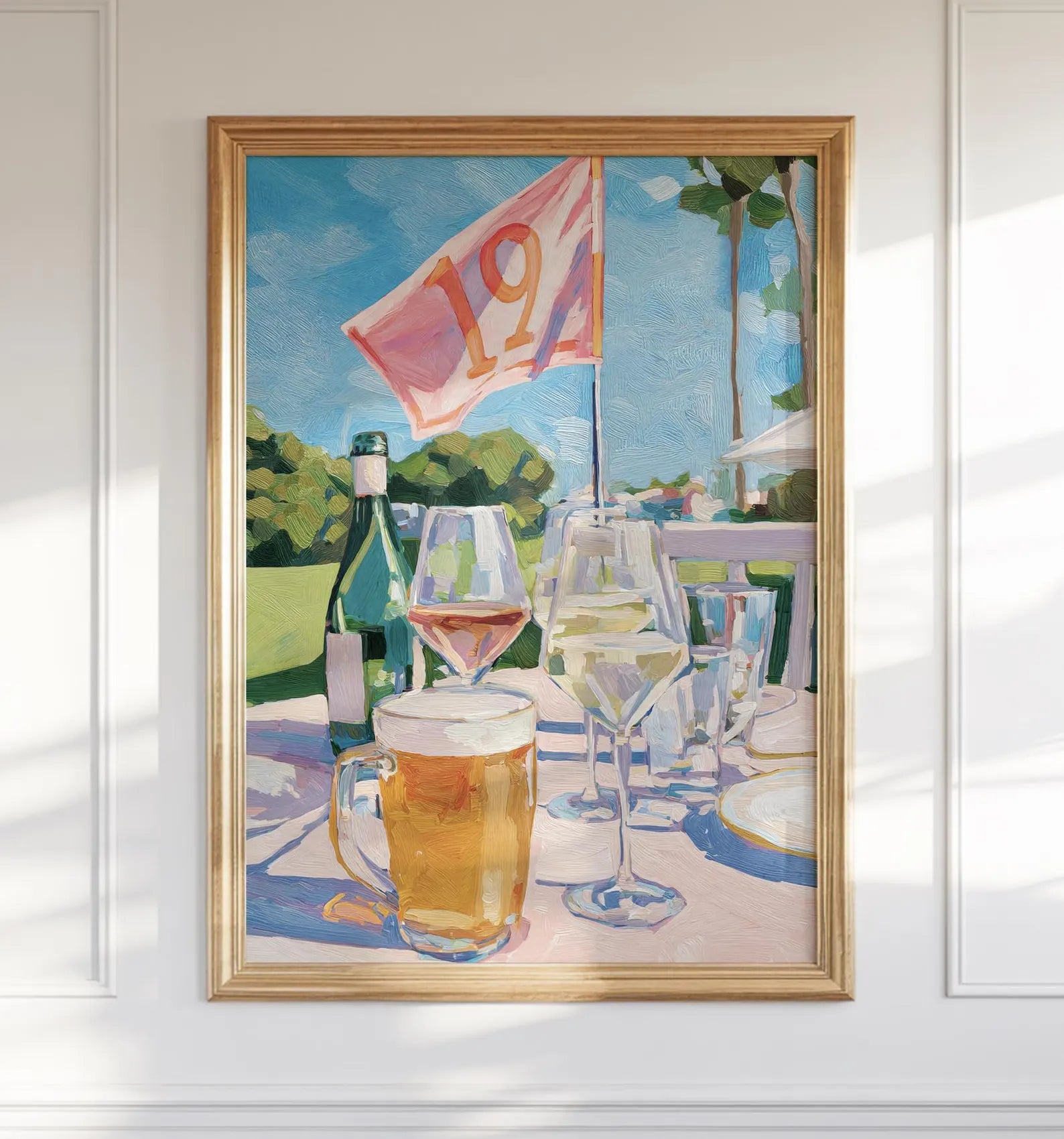 Watering Hole Golf Art Print: 19th Hole Cocktail Poster for Bar Cart Decor, Palm Beach Sport Gift