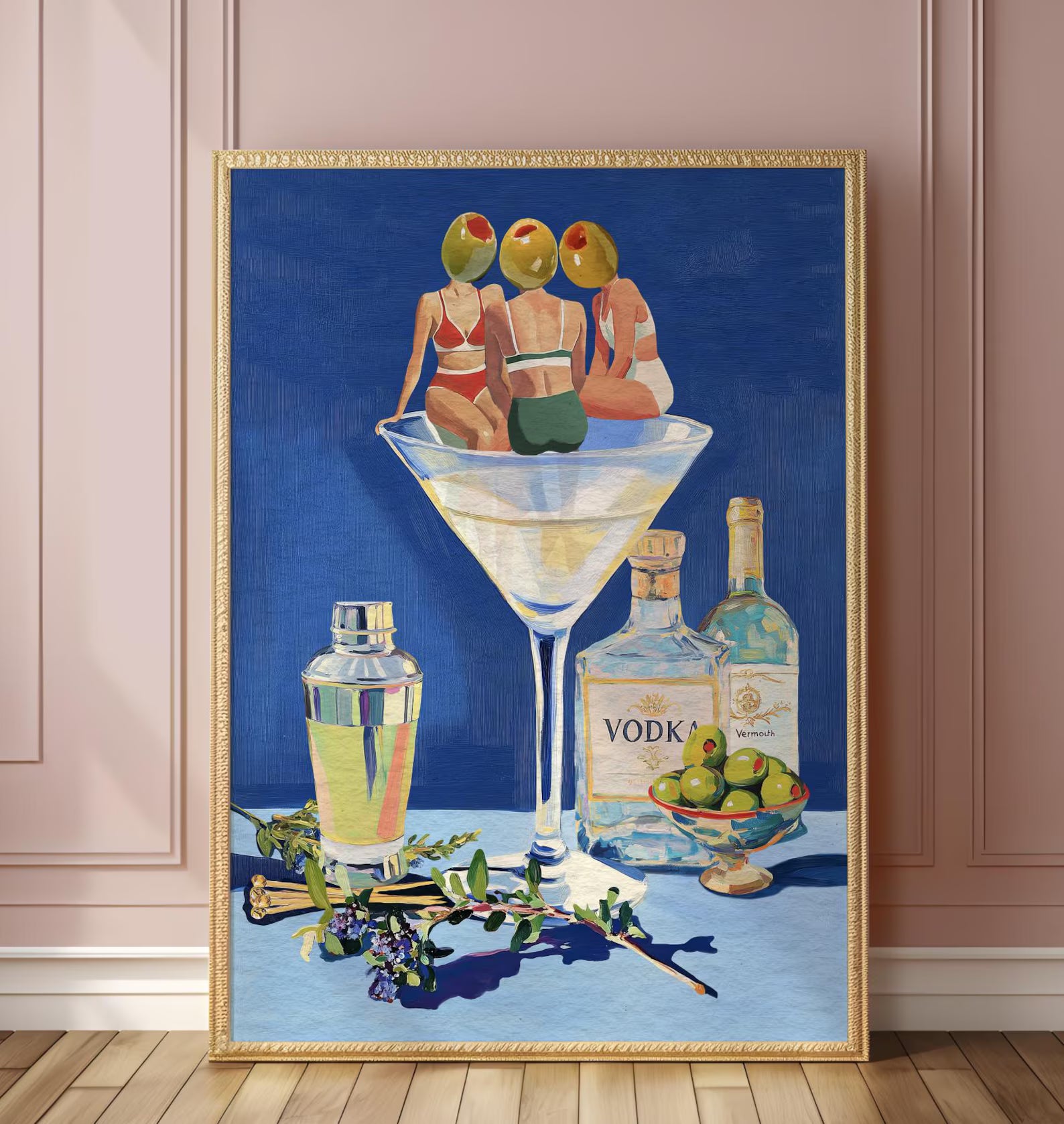 Vintage Dirty Martini Bar Print - Retro Cocktail Wall Art for Home Bar & Kitchen Decor