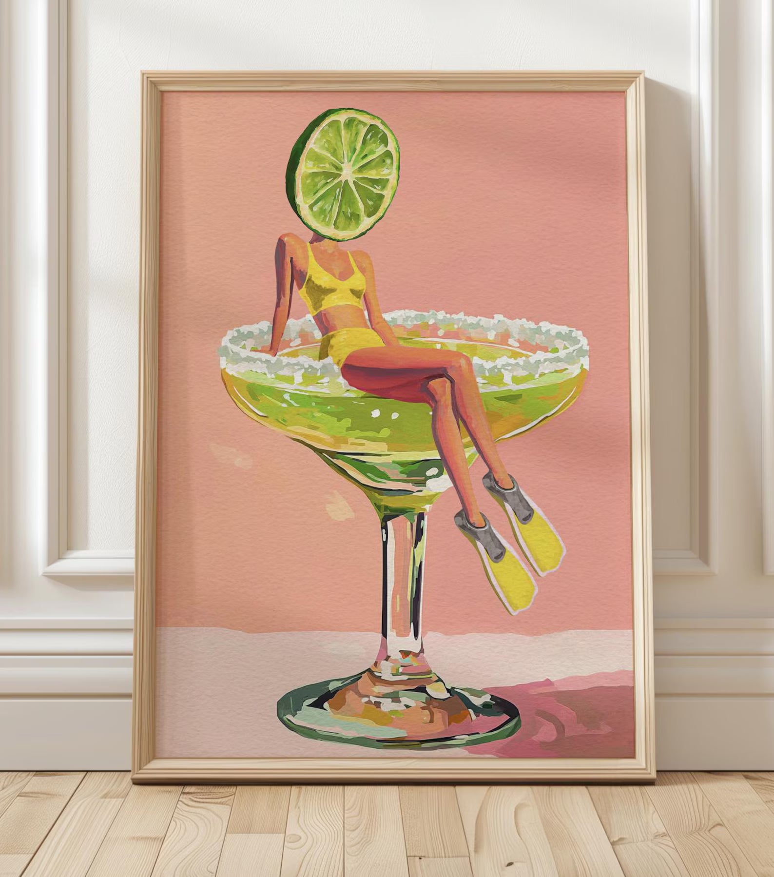 Retro Margarita Cocktail Bar Art Print - Fun Kitchen Wall Decor for Tequila Lovers