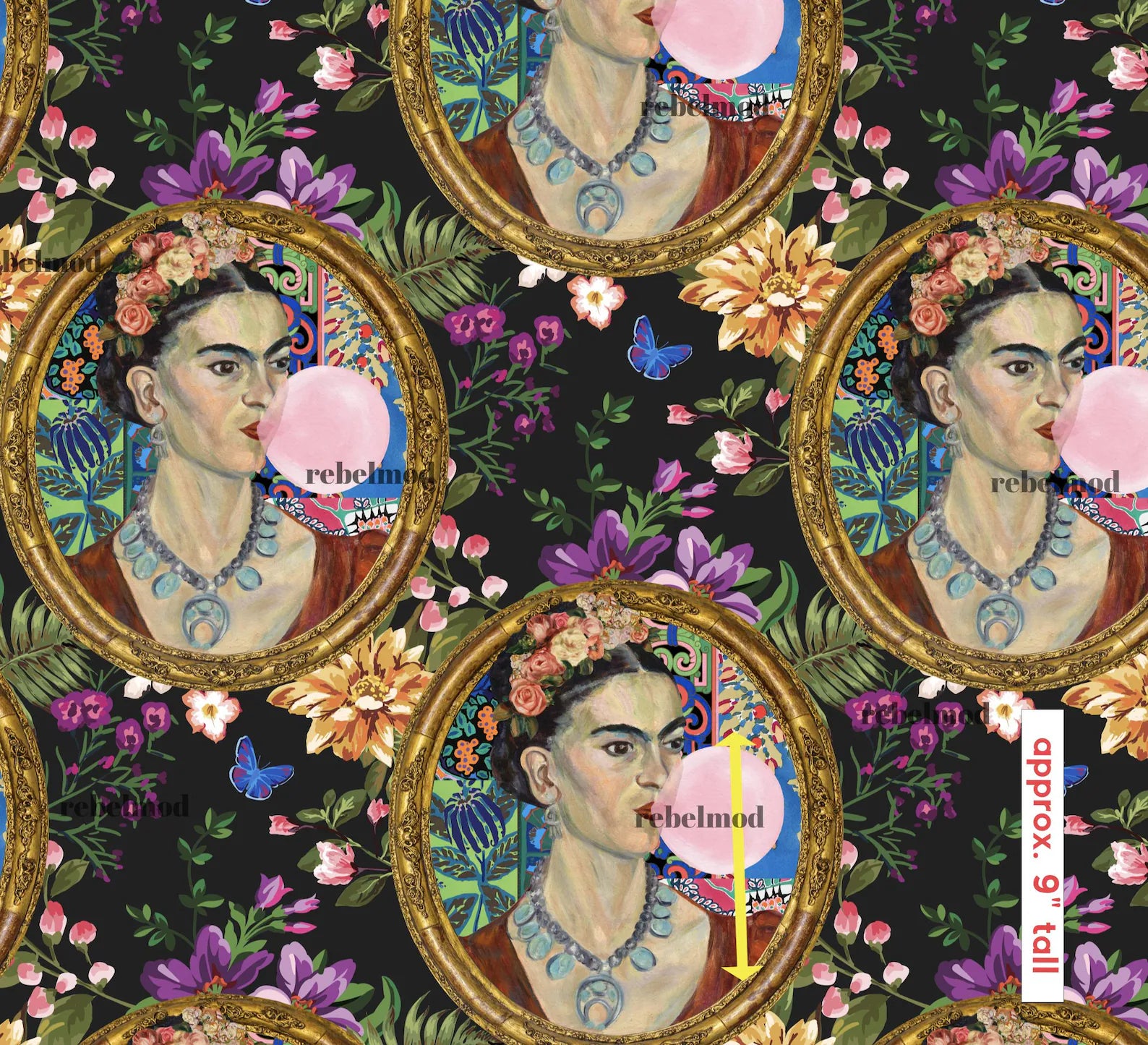 Frida Kahlo Inspired Bright Botanical Boho Floral Wallpaper - Medium