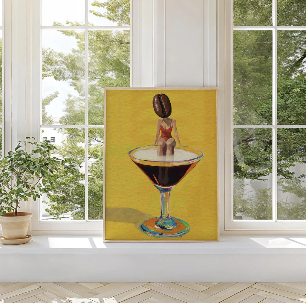 Chic Coffee Martini Girl Bar Print: Cocktail Poster Wall Art for Kitchen & Home Decor