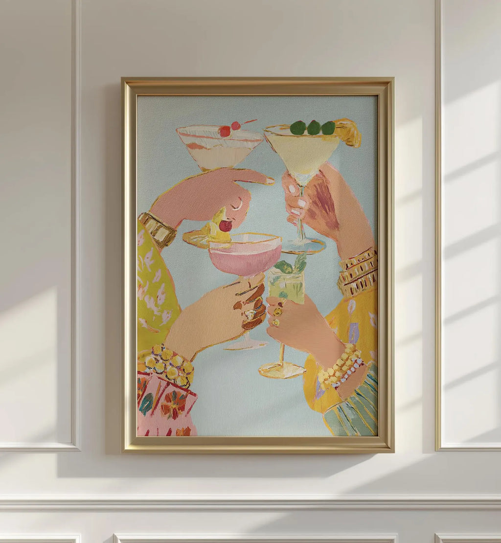Stylish Cocktail Bar Print: Preppy Girls Night Out Martini Artwork for Home Decor