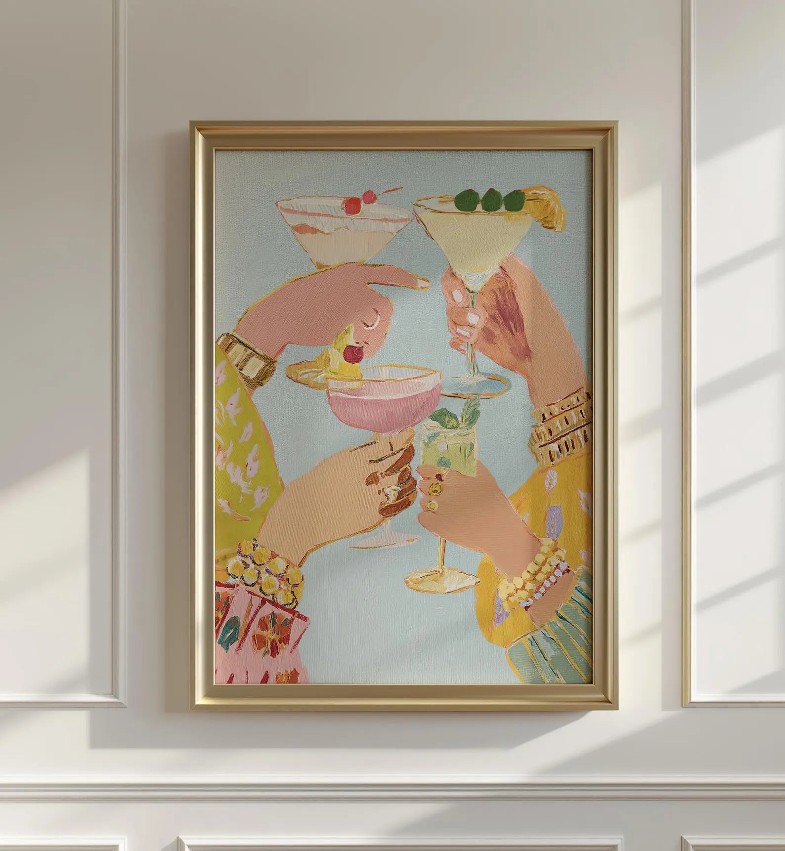 Stylish Cocktail Bar Print: Preppy Girls Night Out Martini Artwork for Home Decor