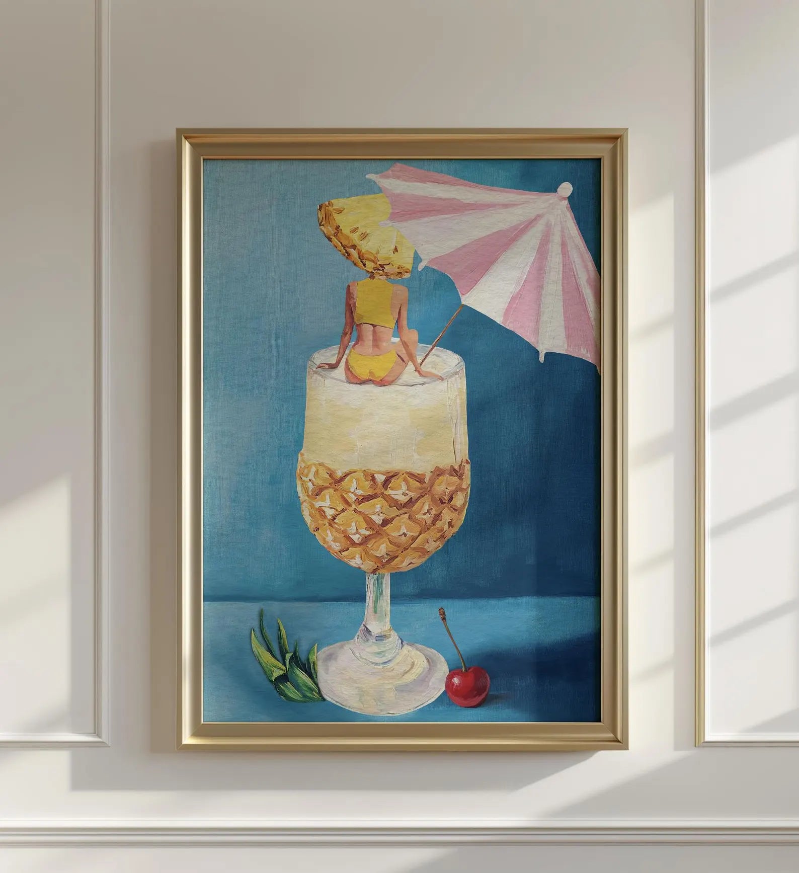 Tropical Girl's Pina Colada Pineapple Cocktail Bar Poster - Fun Home Decor Wall Art Print