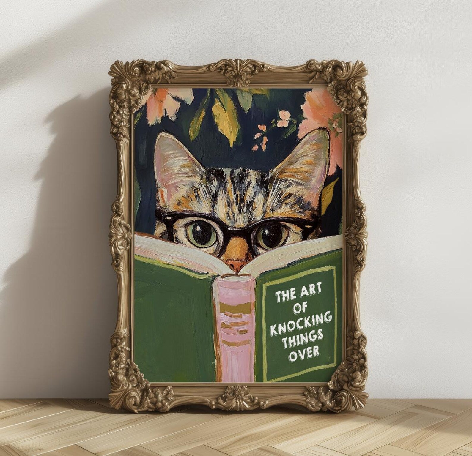 Quirky Cat Reading Poster: Humorous Bathroom Wall Art for Book Lovers | Aesthetic Kitty Print