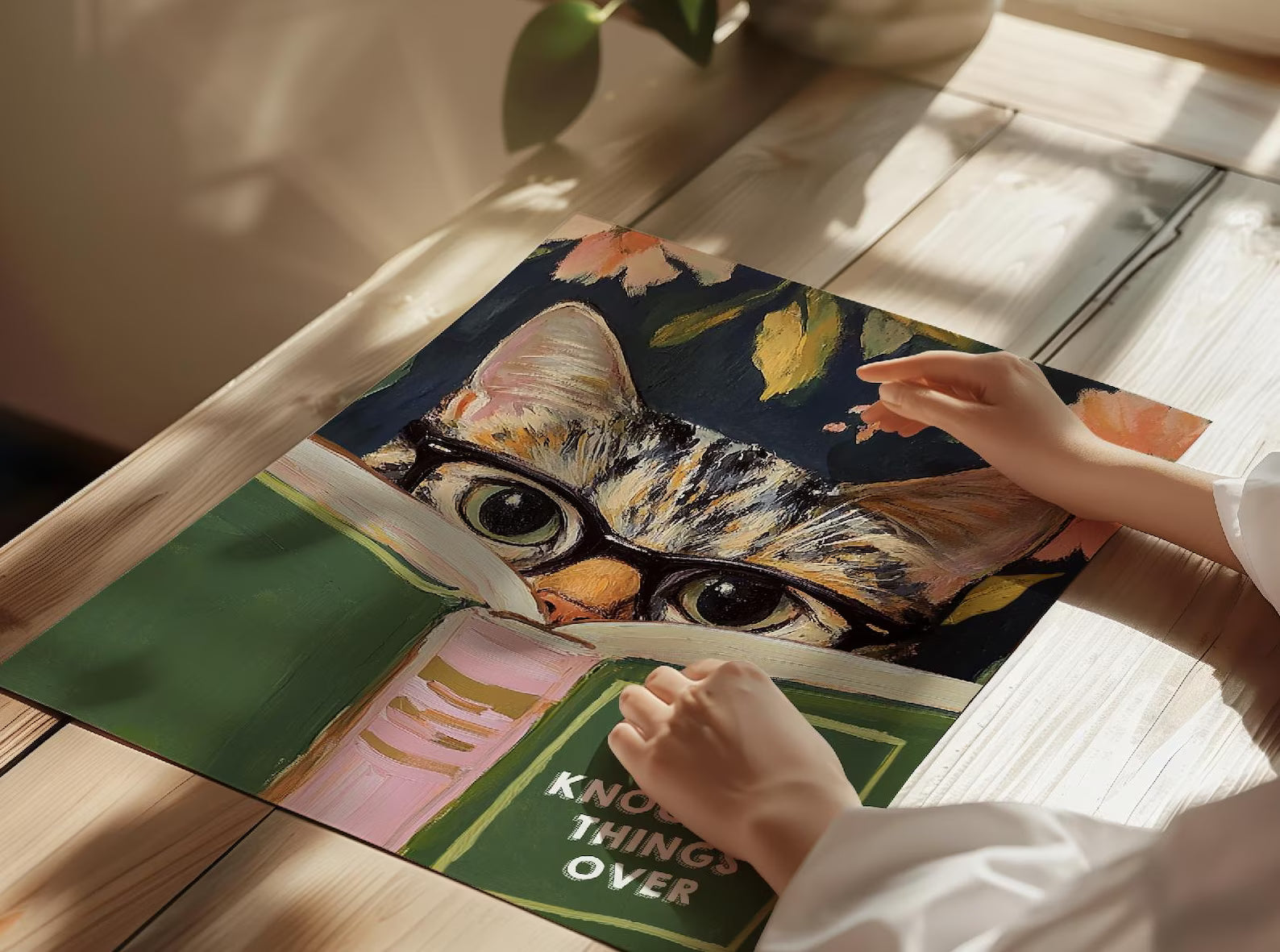 Quirky Cat Reading Poster: Humorous Bathroom Wall Art for Book Lovers | Aesthetic Kitty Print