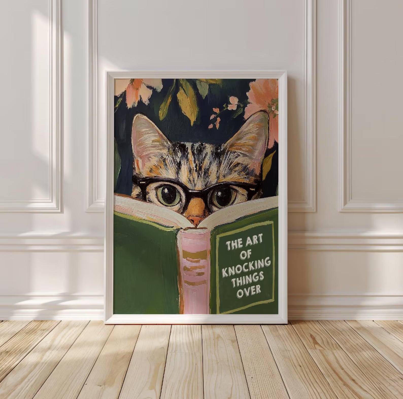 Quirky Cat Reading Poster: Humorous Bathroom Wall Art for Book Lovers | Aesthetic Kitty Print