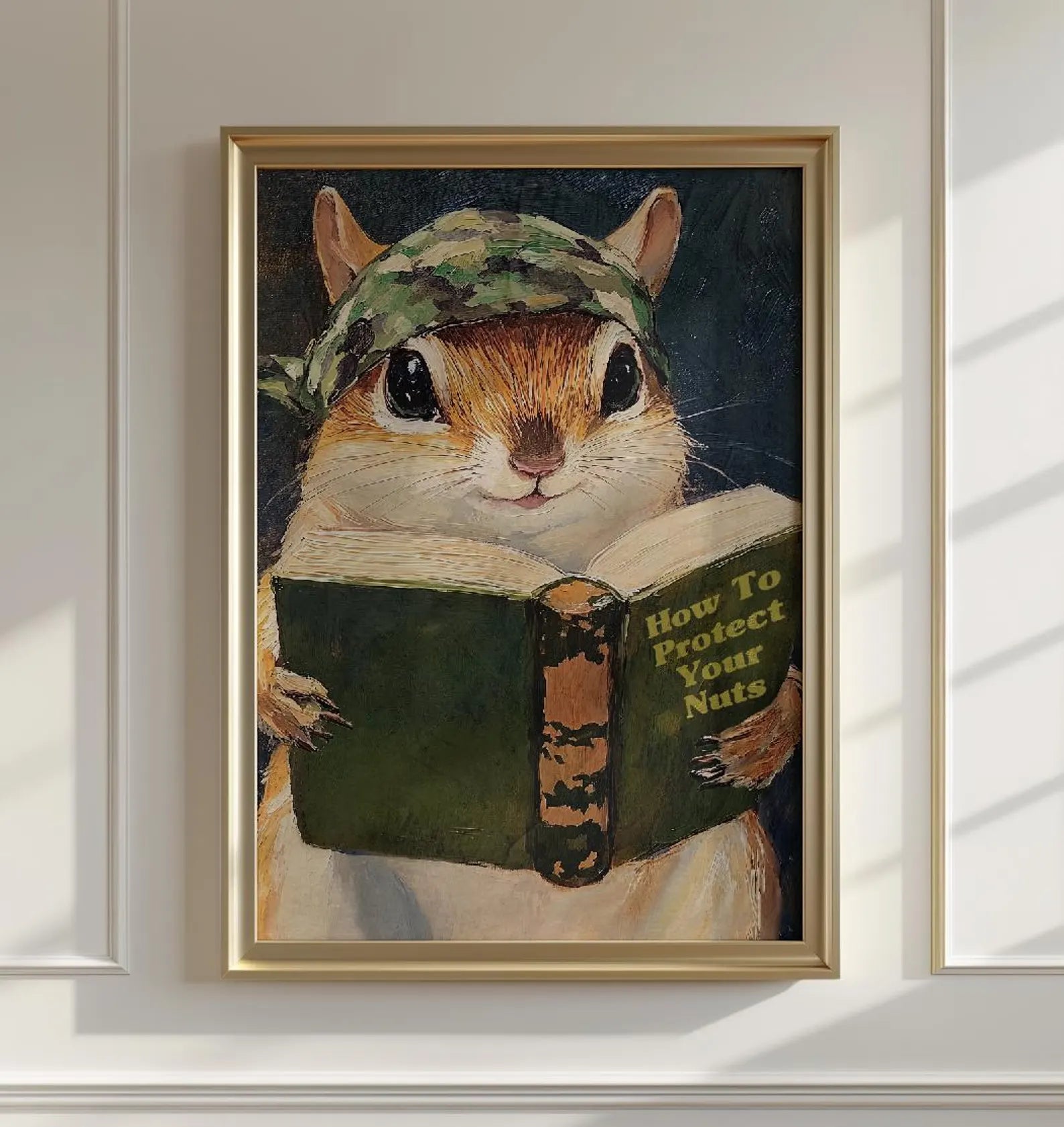 Humorous Squirrel Bathroom Poster: Protect Your Nuts - Whimsical Woodland Animal Wall Art Decor