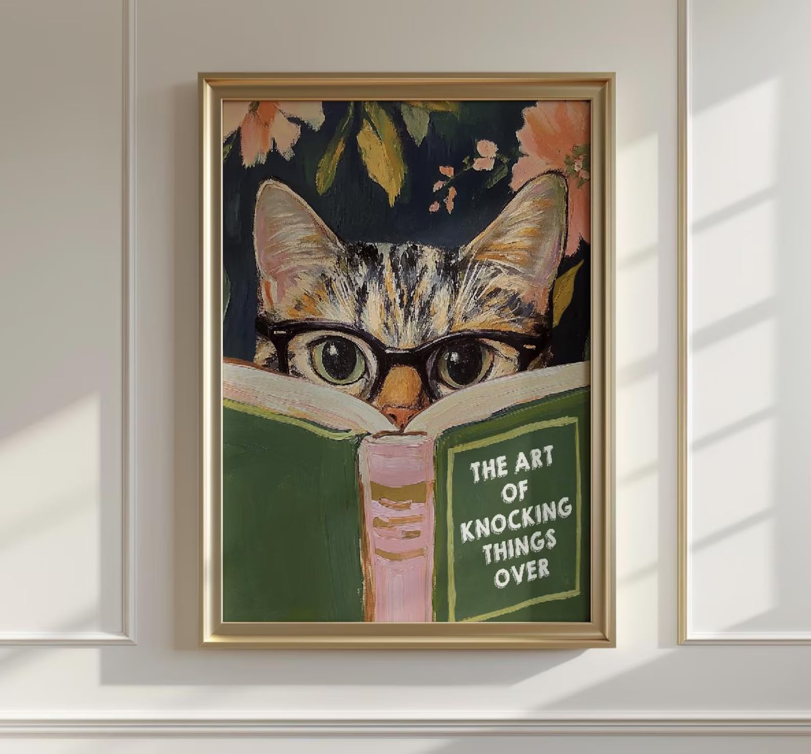 Quirky Cat Reading Poster: Humorous Bathroom Wall Art for Book Lovers | Aesthetic Kitty Print