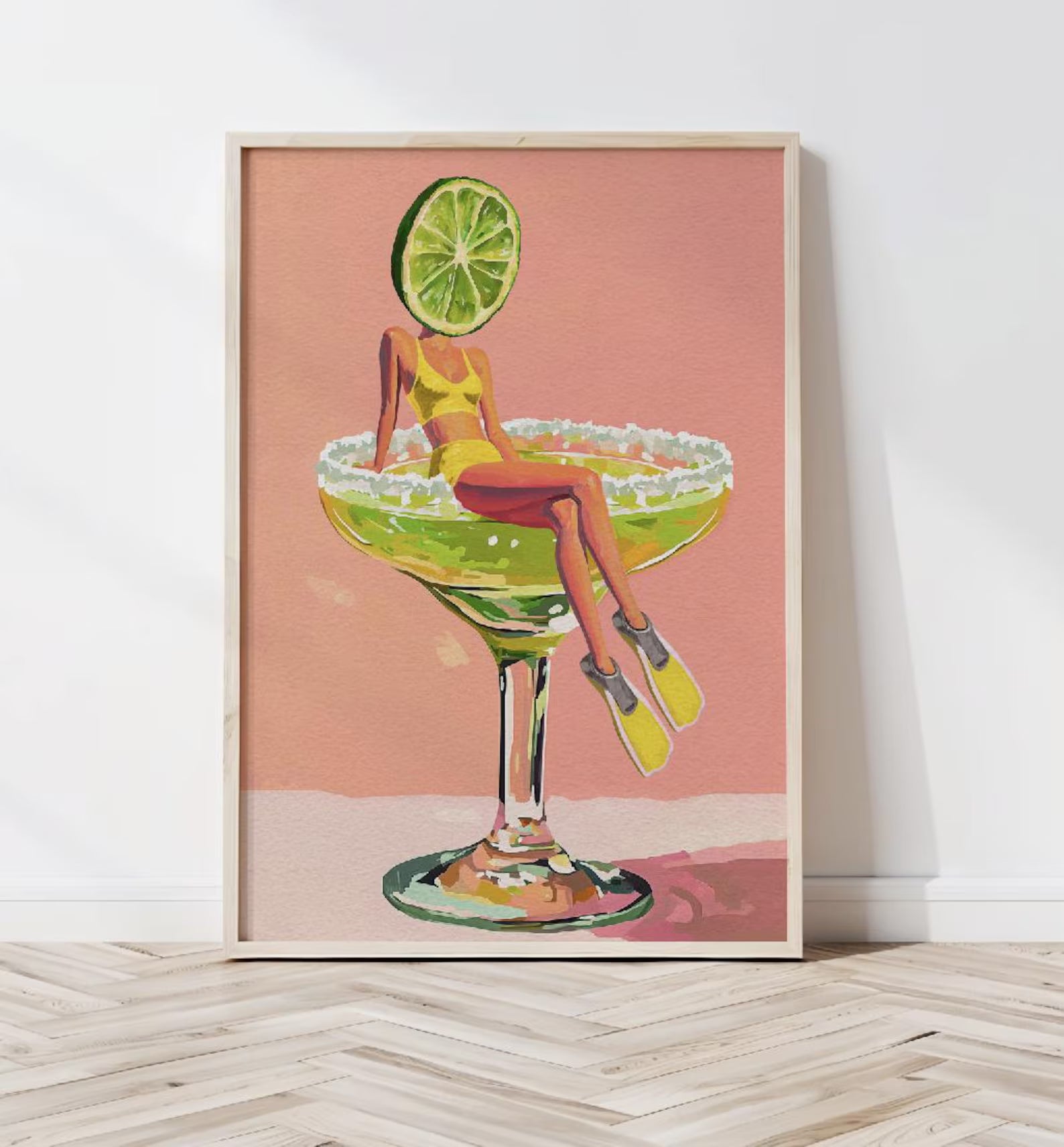 Retro Margarita Cocktail Bar Art Print - Fun Kitchen Wall Decor for Tequila Lovers