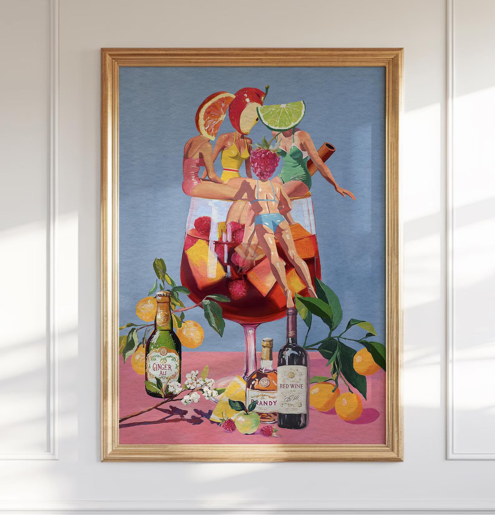 Vibrant Sangria Art Print: Playful Cocktail Wall Decor for Bar, Kitchen, and Wine Enthusiasts