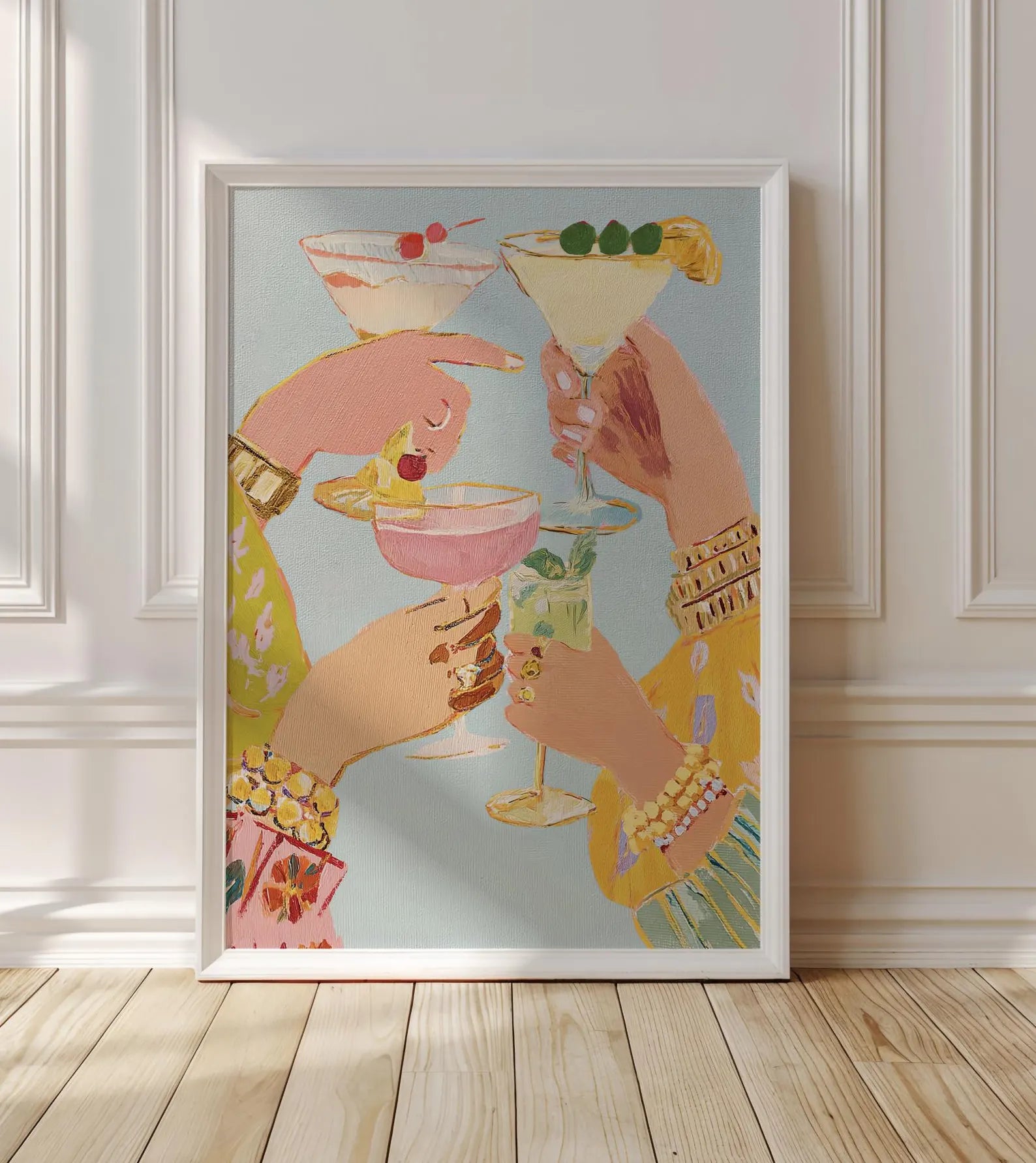 Stylish Cocktail Bar Print: Preppy Girls Night Out Martini Artwork for Home Decor