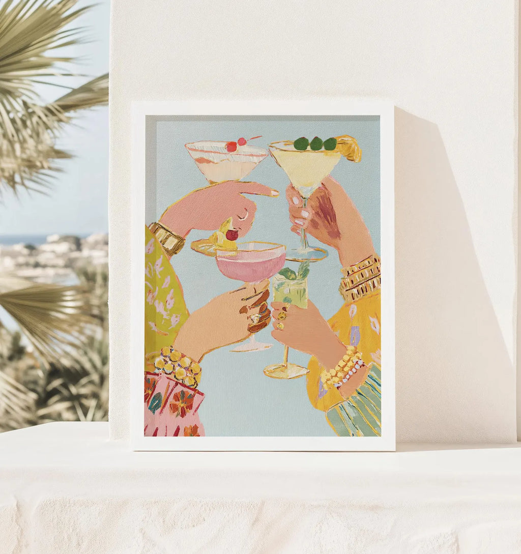 Stylish Cocktail Bar Print: Preppy Girls Night Out Martini Artwork for Home Decor