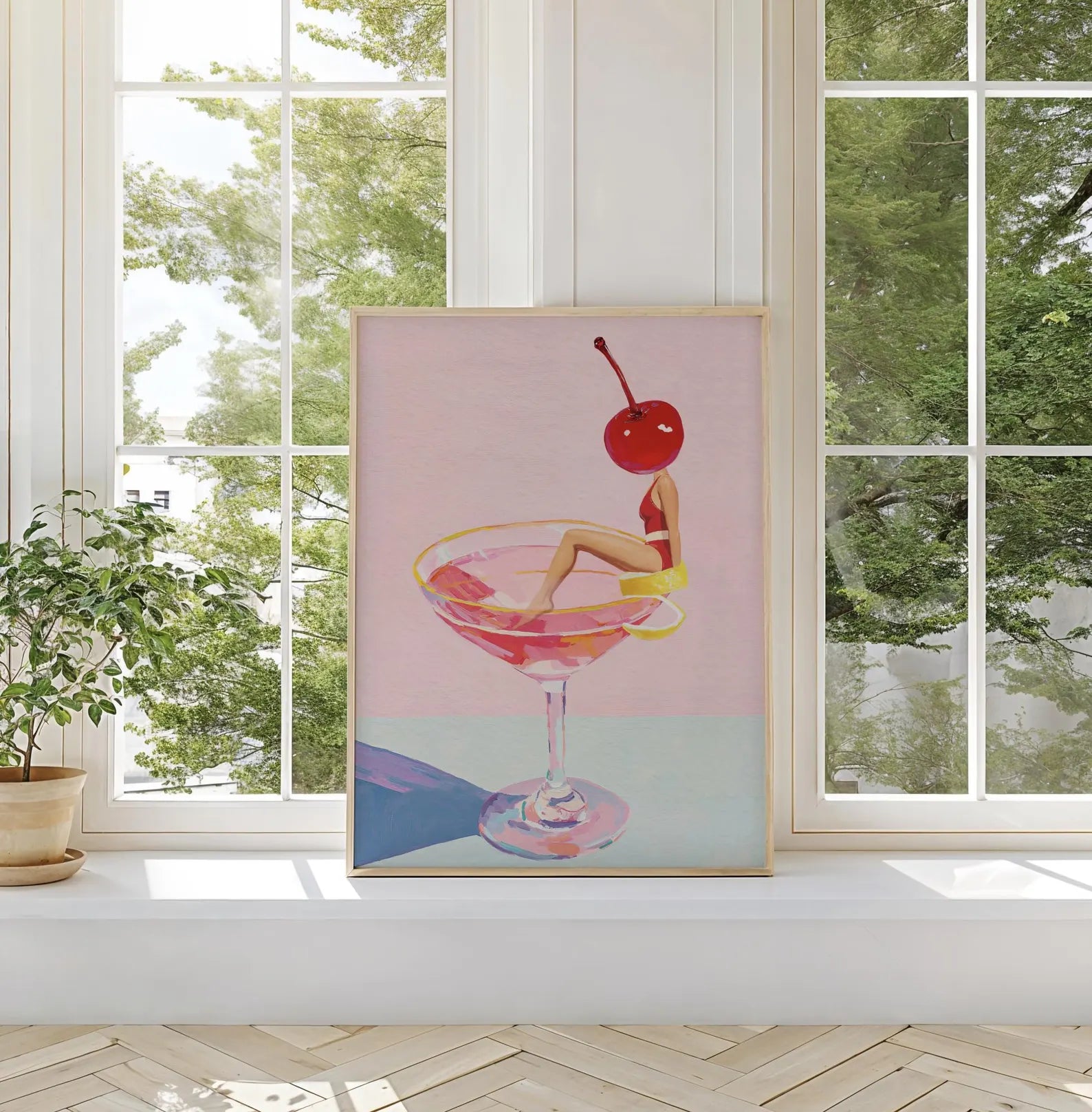 Elegant Cosmopolitan Cocktail Wall Art: Pink Drink Aesthetic Poster for Chic Bar & Home Decor