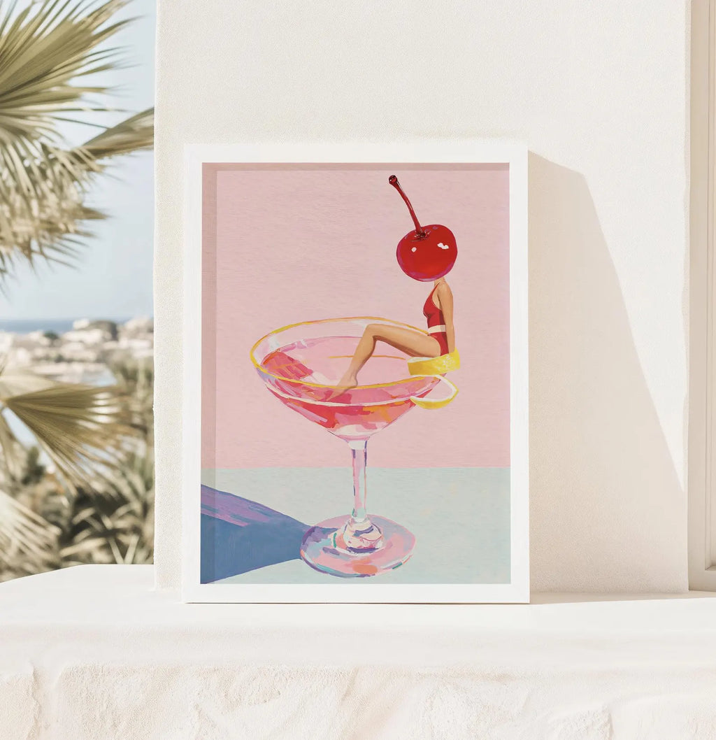 Elegant Cosmopolitan Cocktail Wall Art: Pink Drink Aesthetic Poster for Chic Bar & Home Decor