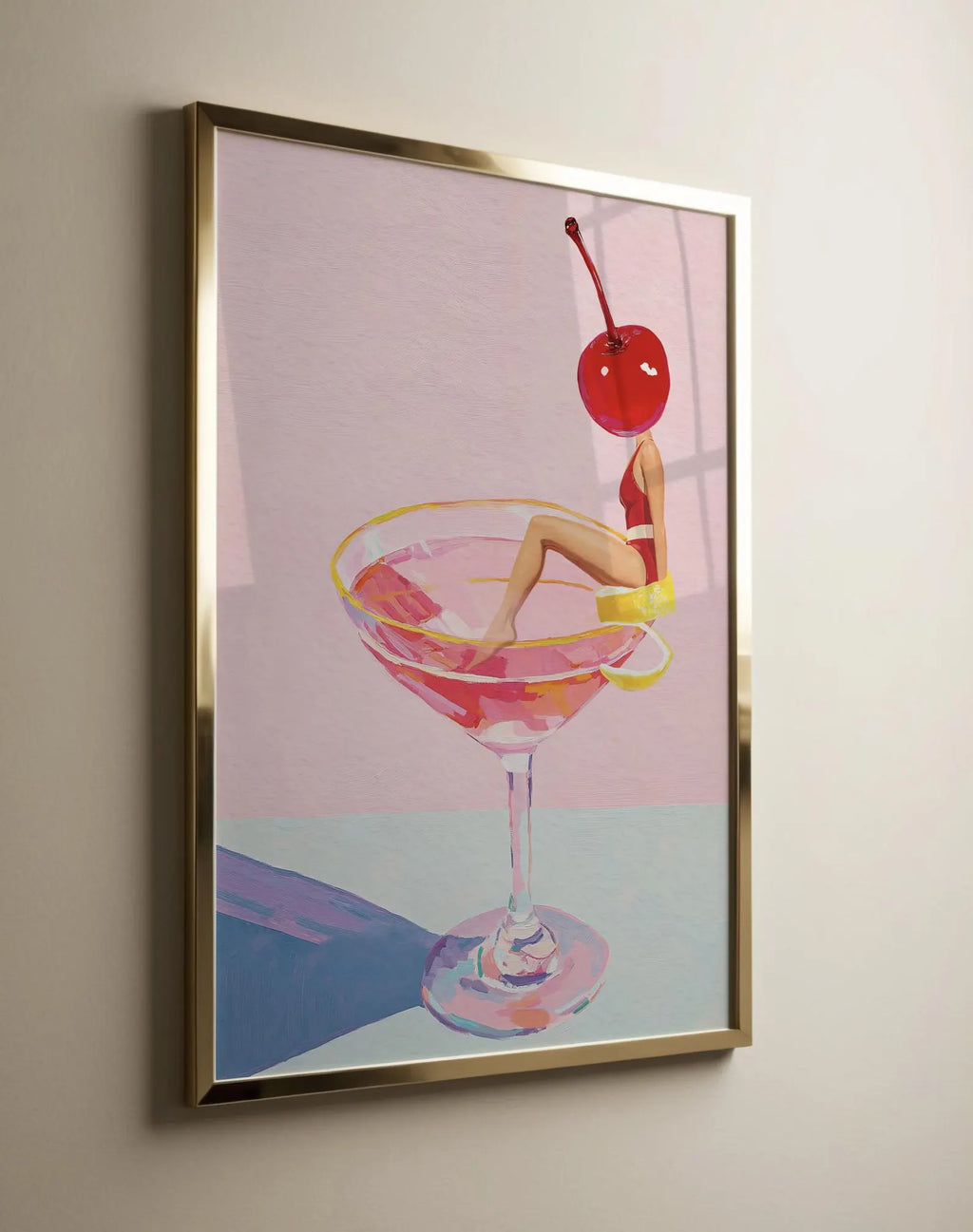 Elegant Cosmopolitan Cocktail Wall Art: Pink Drink Aesthetic Poster for Chic Bar & Home Decor