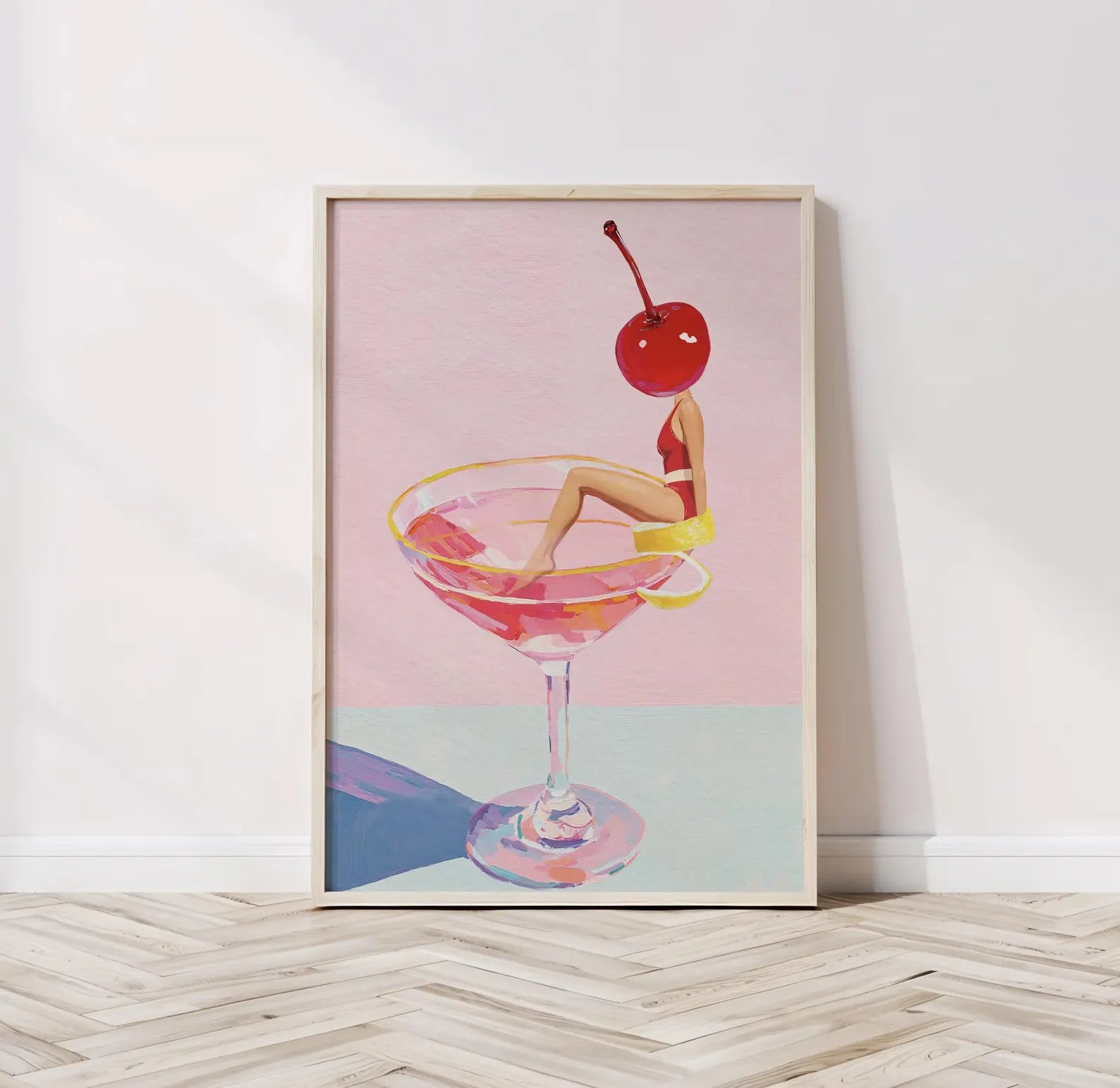 Elegant Cosmopolitan Cocktail Wall Art: Pink Drink Aesthetic Poster for Chic Bar & Home Decor