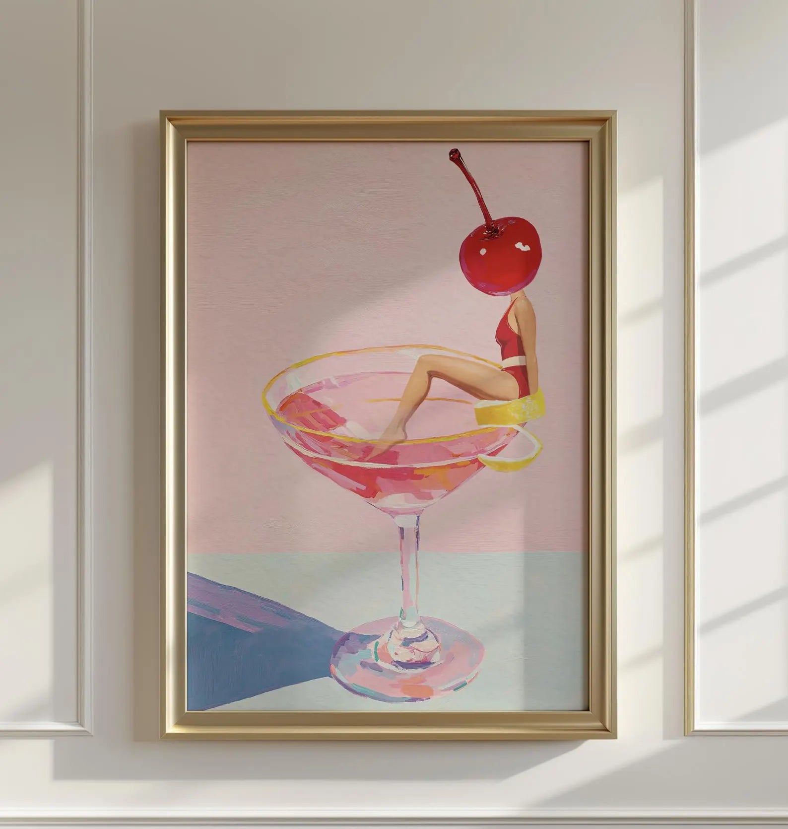 Elegant Cosmopolitan Cocktail Wall Art: Pink Drink Aesthetic Poster for Chic Bar & Home Decor