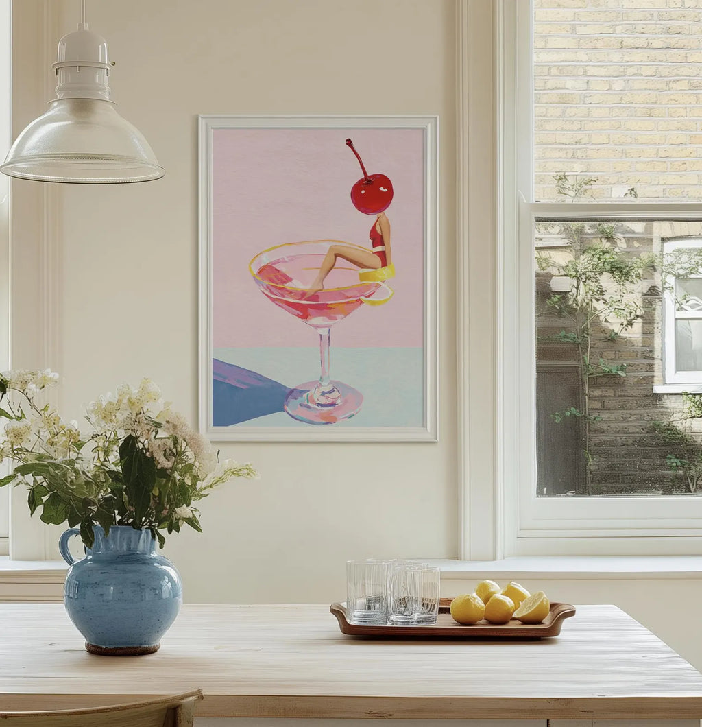 Elegant Cosmopolitan Cocktail Wall Art: Pink Drink Aesthetic Poster for Chic Bar & Home Decor