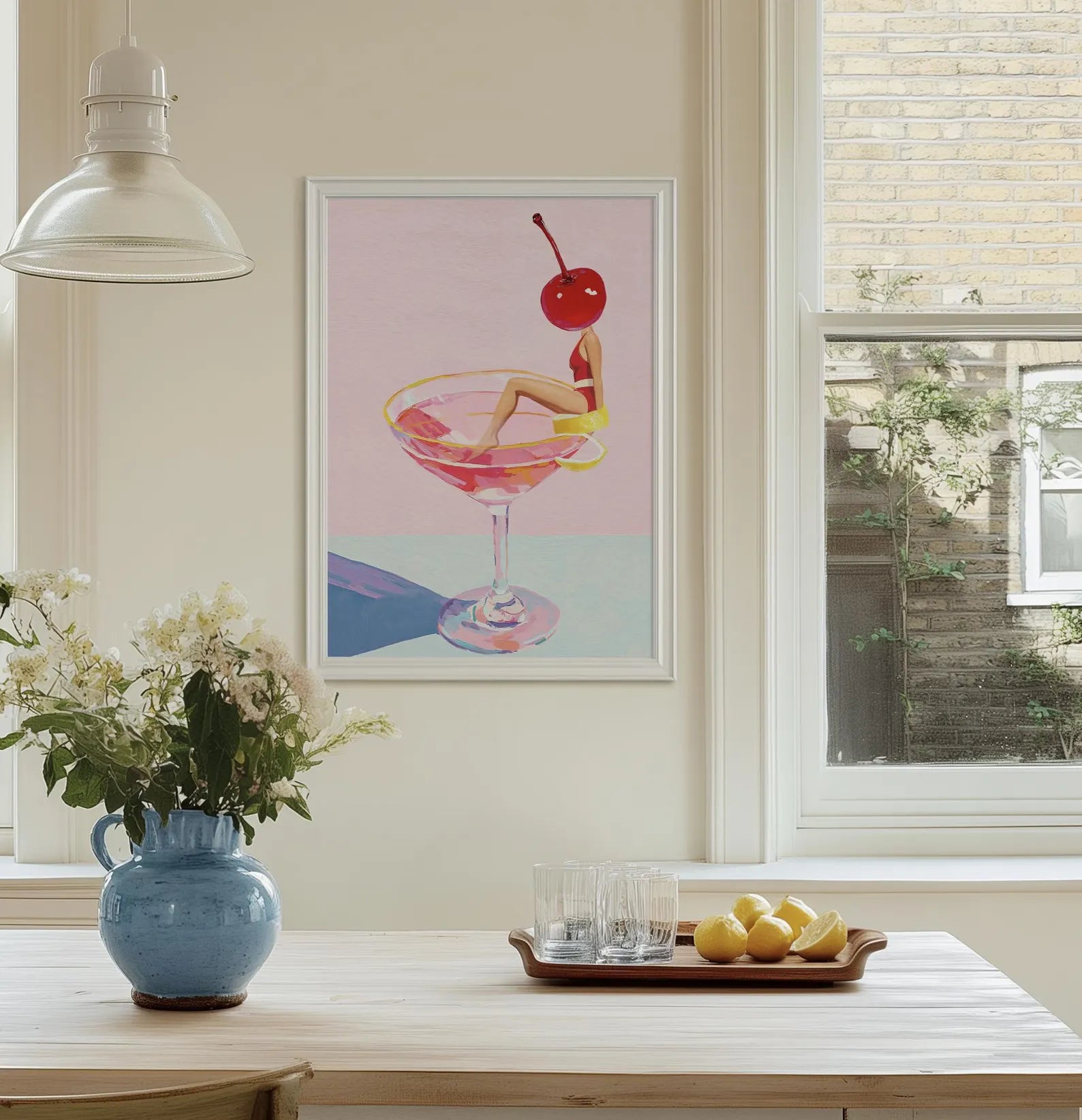 Elegant Cosmopolitan Cocktail Wall Art: Pink Drink Aesthetic Poster for Chic Bar & Home Decor