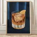 Vintage Whiskey Sour Cocktail Art Print - Mid-Century Bar Illustration, Bourbon Drink Wall Decor