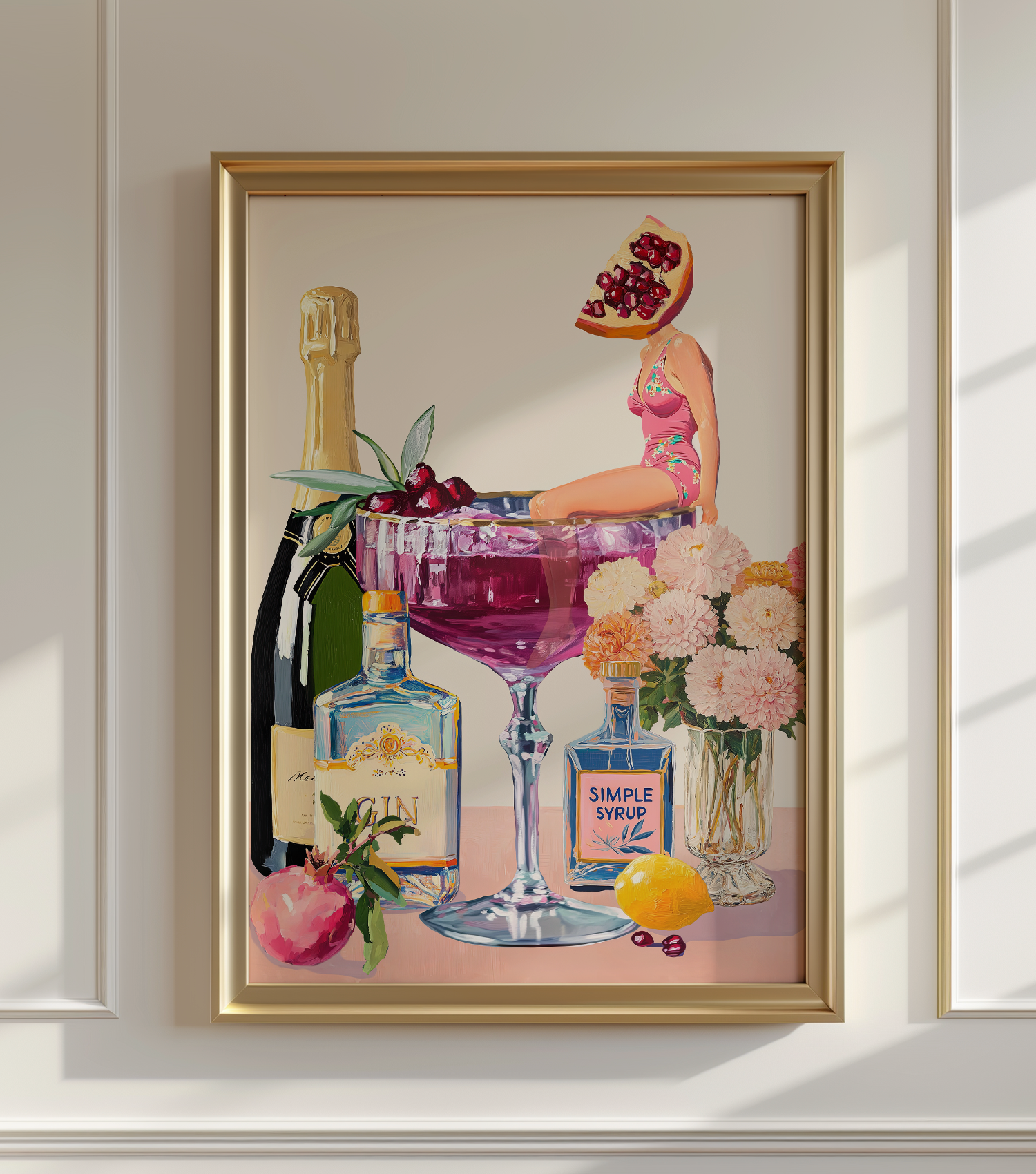 Vintage Pomegranate Cocktail Bar Poster - Wedding Menu Edition Wall Art Decor