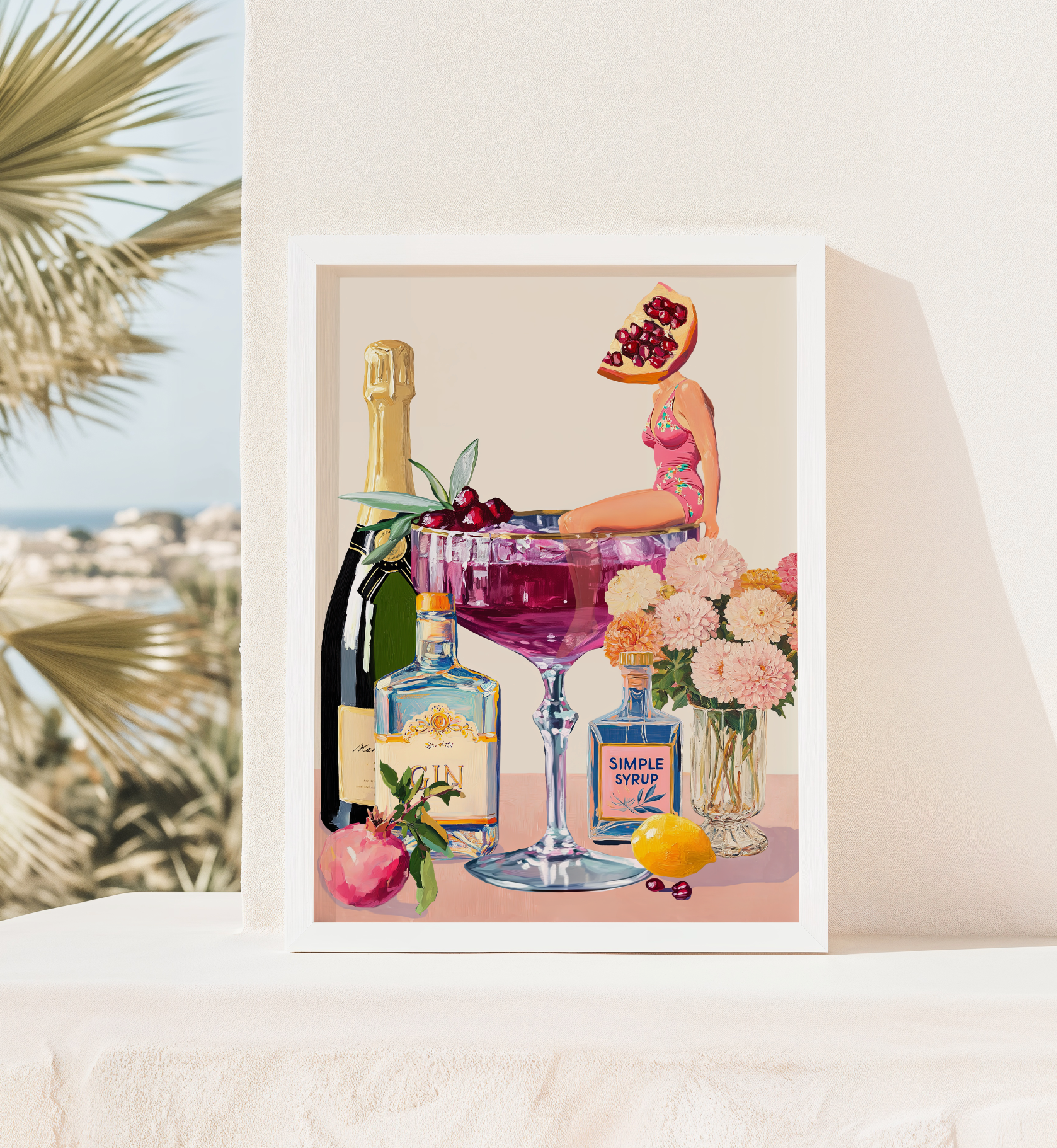 Vintage Pomegranate Cocktail Bar Poster - Wedding Menu Edition Wall Art Decor