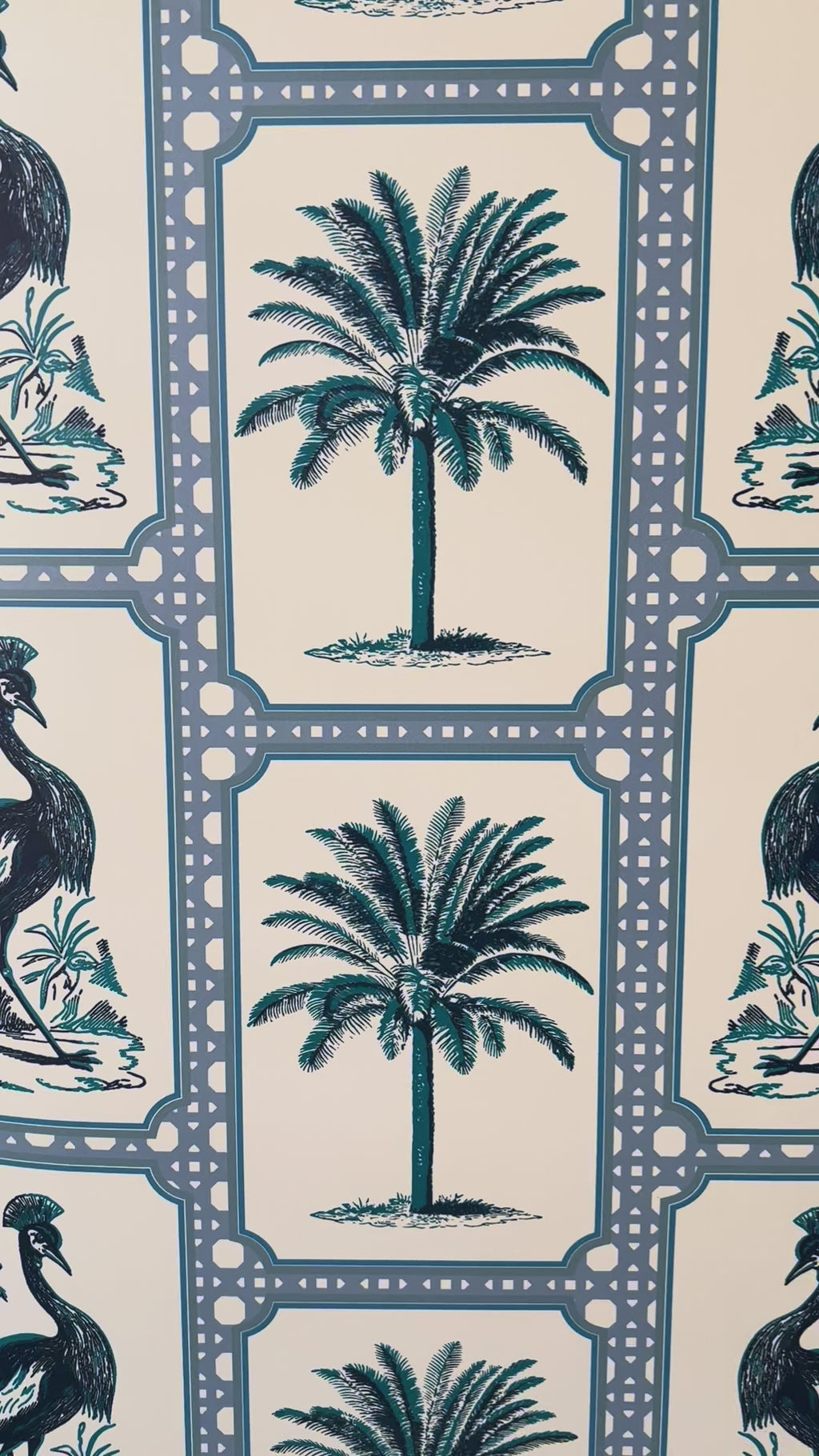 Tropical Oasis Grandmillennial Botanical Wallpaper