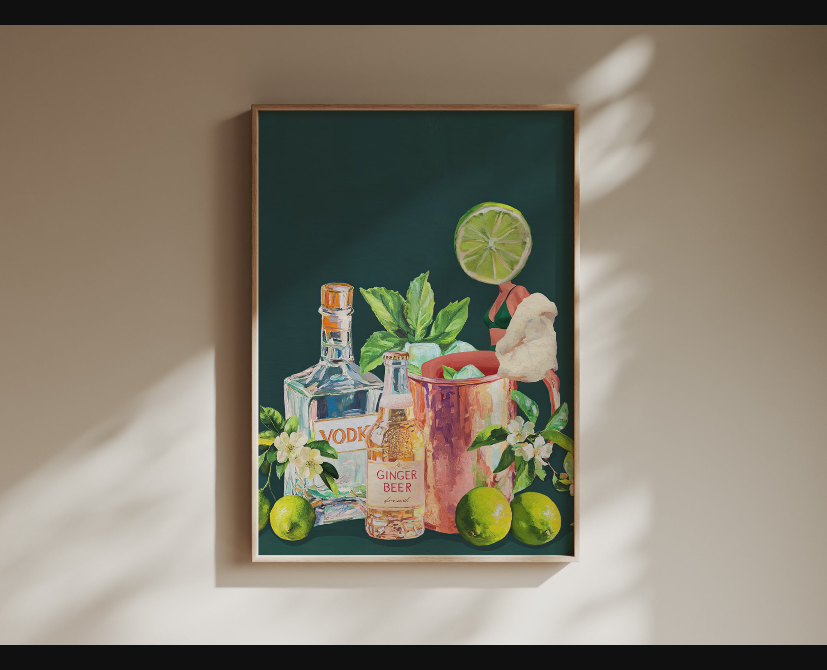 Moscow Mule Girl Retro Cocktail Wall Art – Vintage Cocktail Print, Retro Bar Decor, Fun Drink Art, Moscow Mule Poster, Girls Night Art
