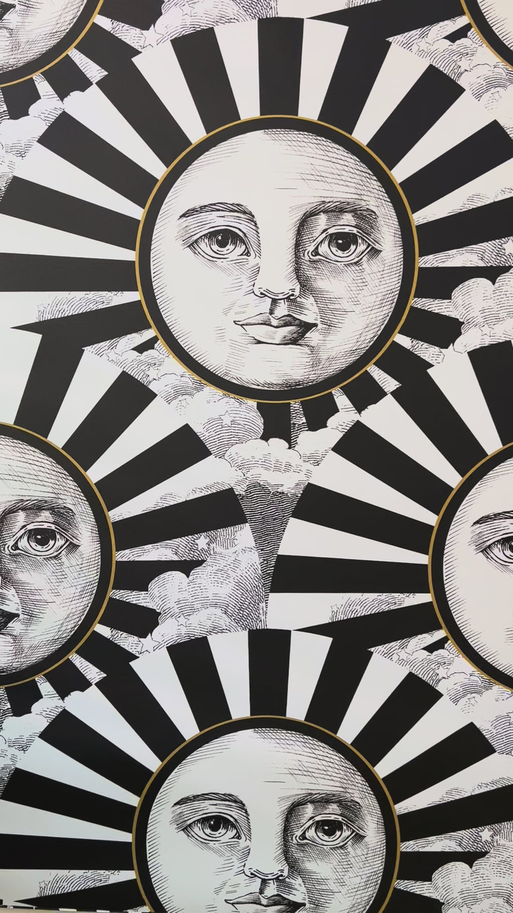 Vintage Black, White & Gold Sunshine Wallpaper - Large