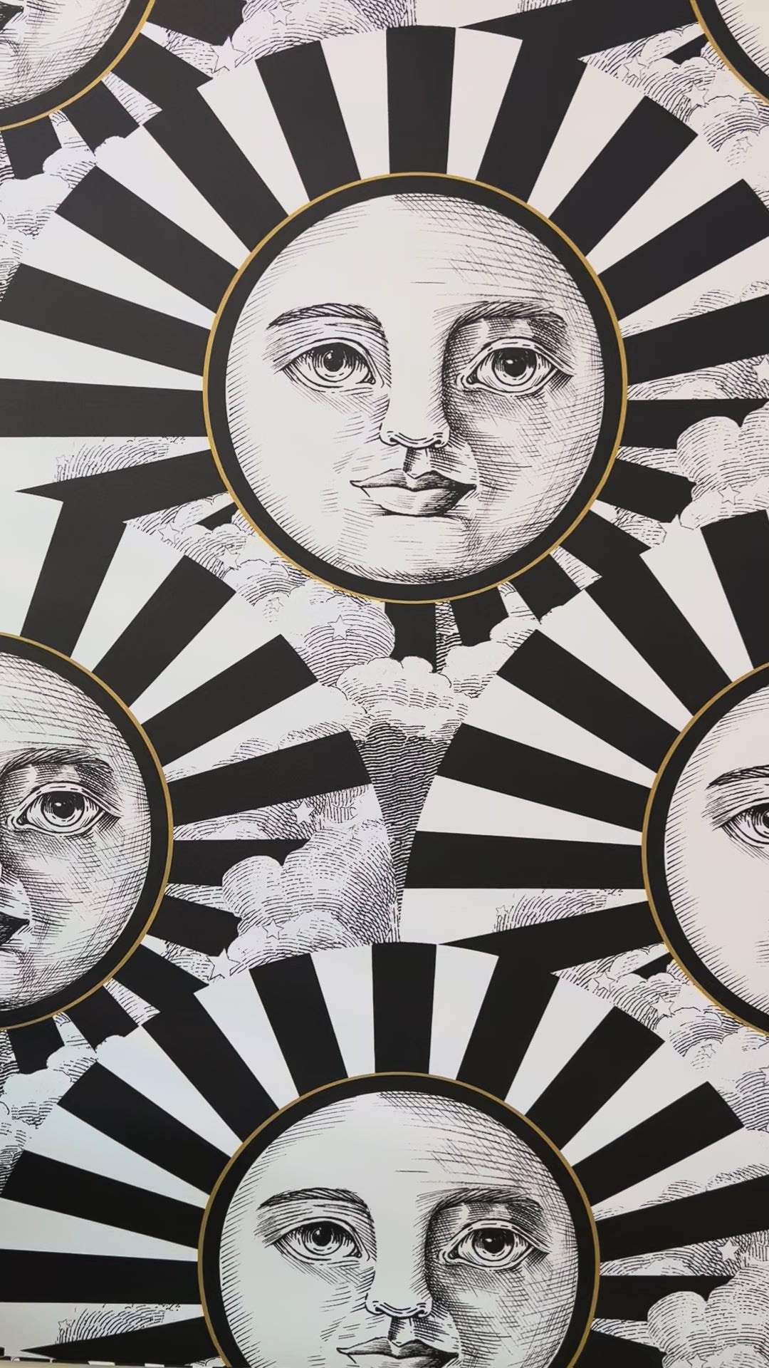 Vintage Black, White & Gold Sunshine Wallpaper - Large