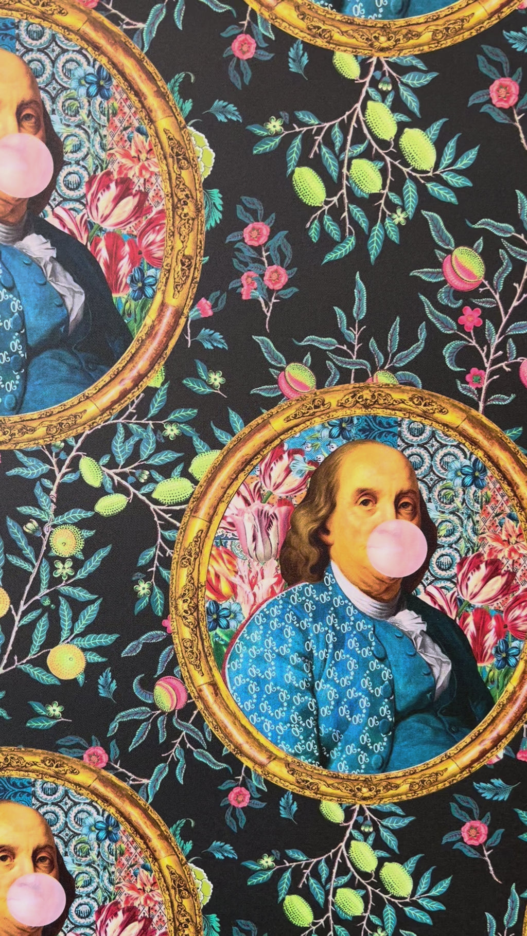 Benjamin Franklin Bubble Gum Colorful Floral Funny Wallpaper