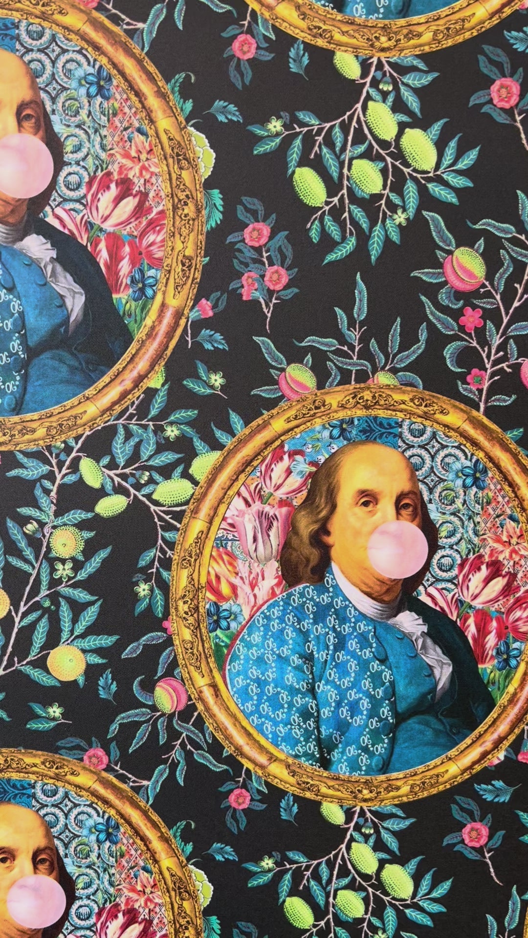 Benjamin Franklin Bubble Gum Colorful Floral Funny Wallpaper