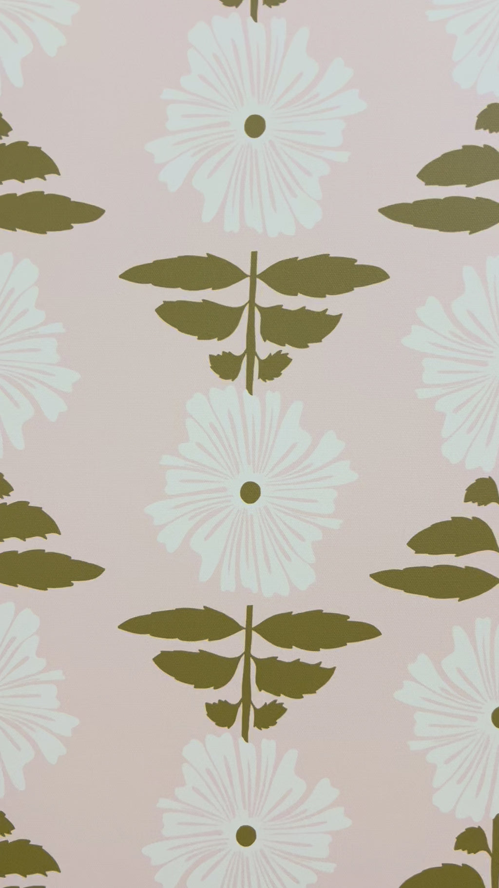 Vibrant Retro Floral Wallpaper - Blush Pink Background
