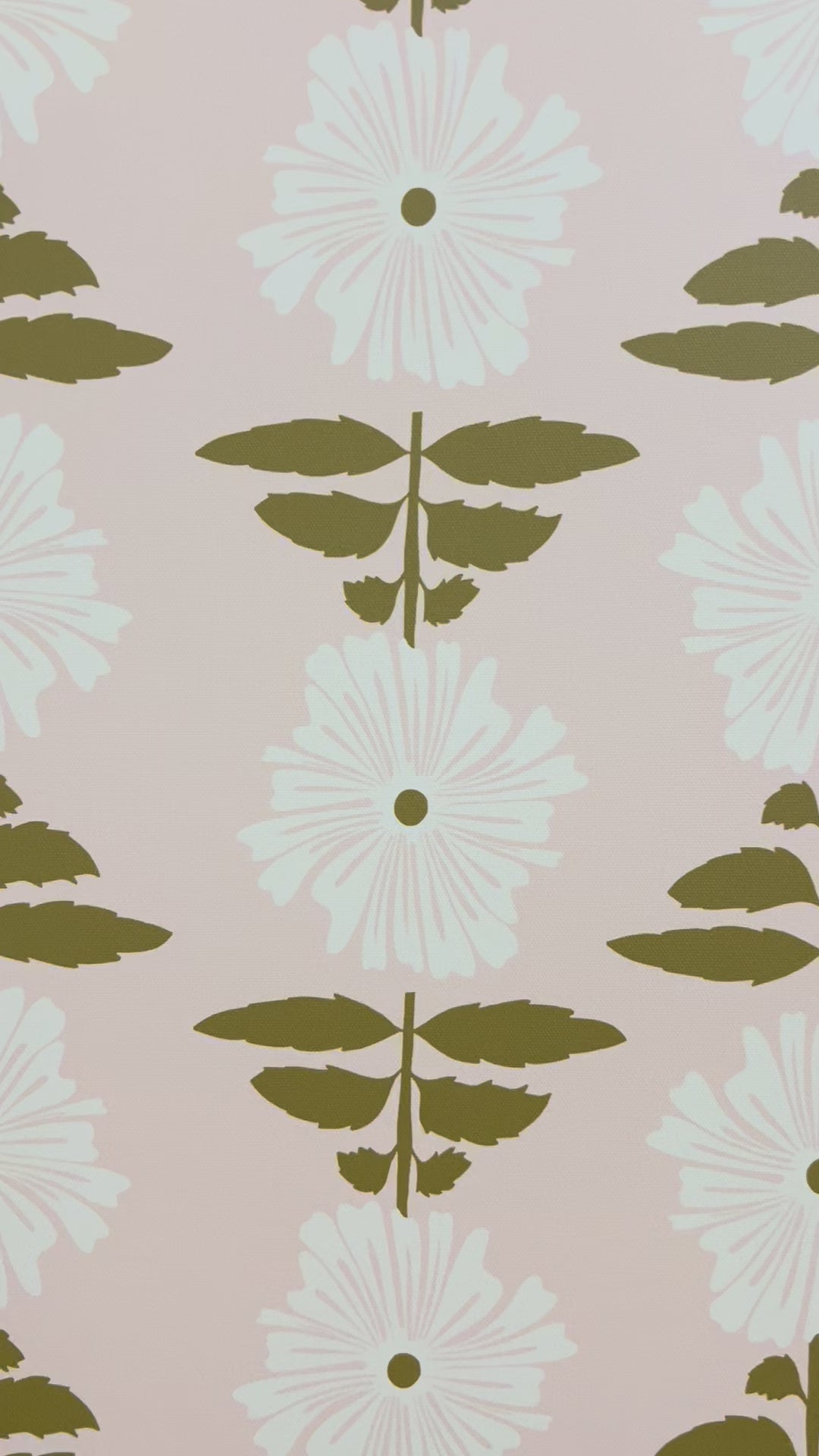 Vibrant Retro Floral Wallpaper - Blush Pink Background