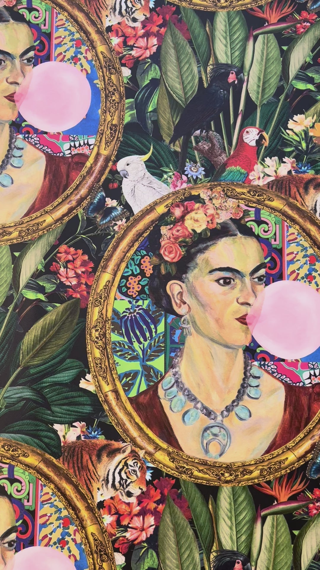 Frida Kahlo Inspired Boho Botanical Tropical Wallpaper