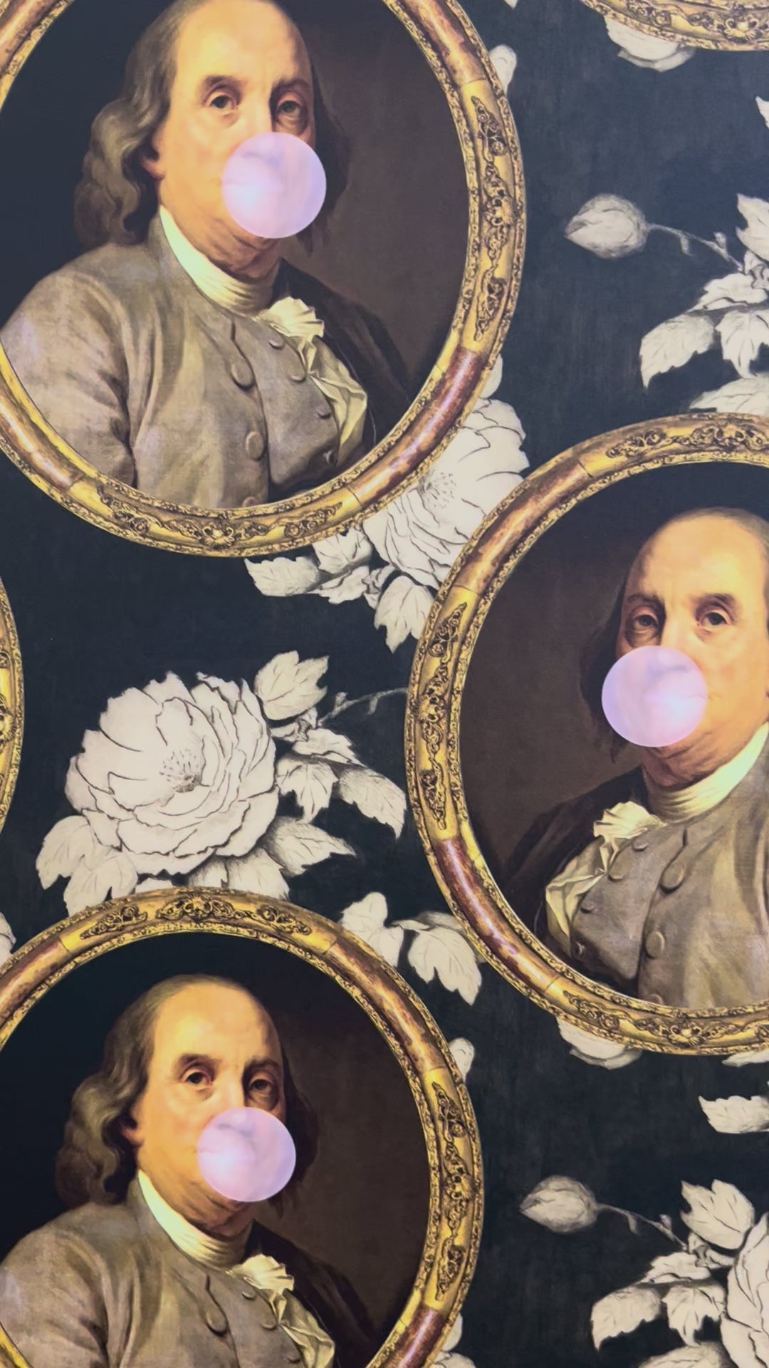 Benjamin Franklin Bubble Gum Floral Funny Wallpaper