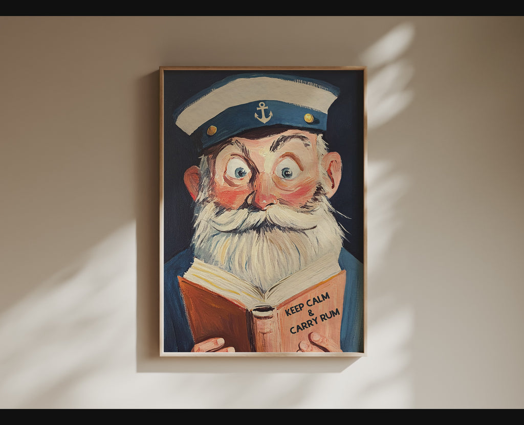 Nautical Sailor Reading Funny Literary Bar Book Lovers Wall Art