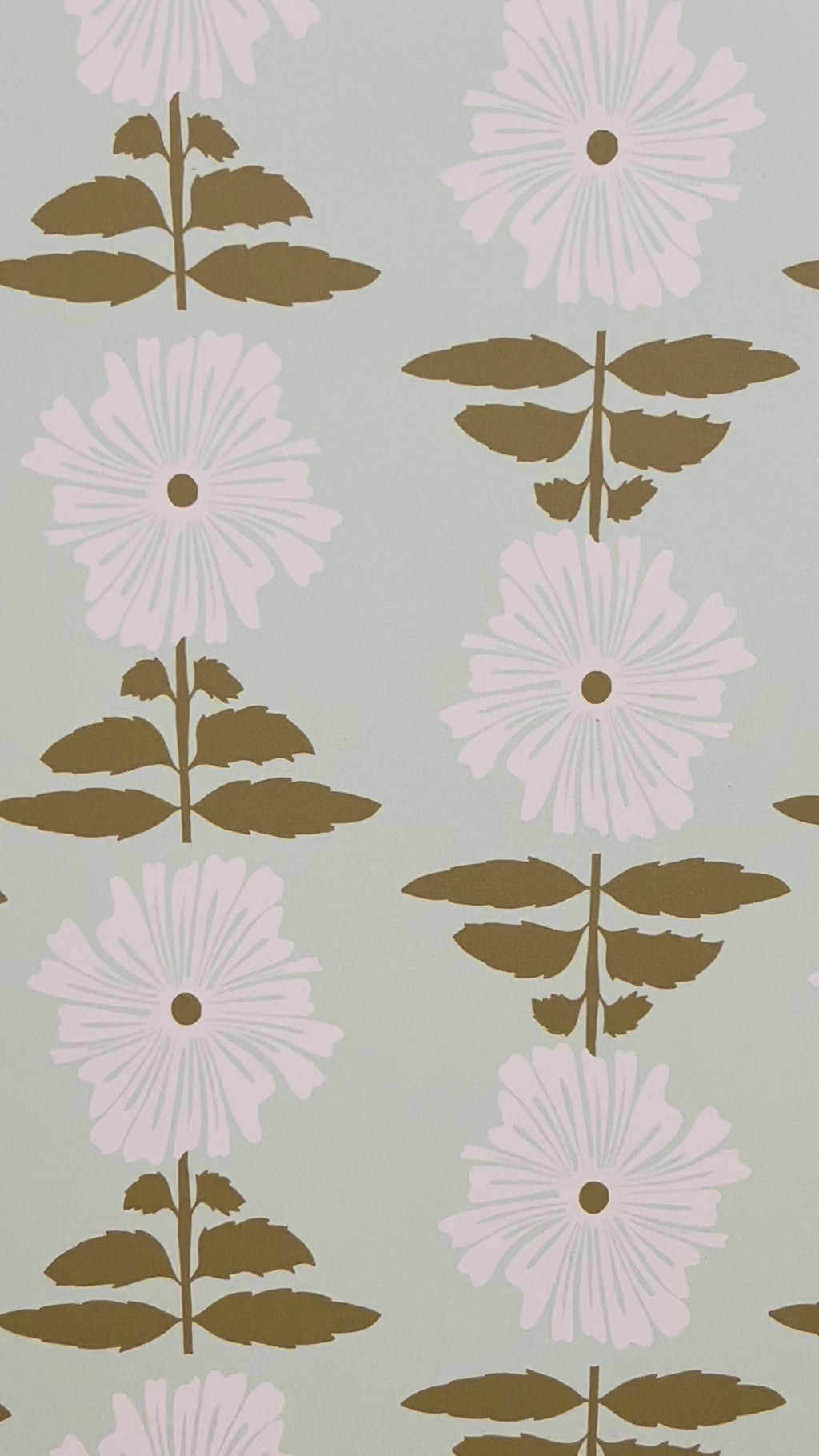 Vibrant Retro Floral Wallpaper - Mint Green Background