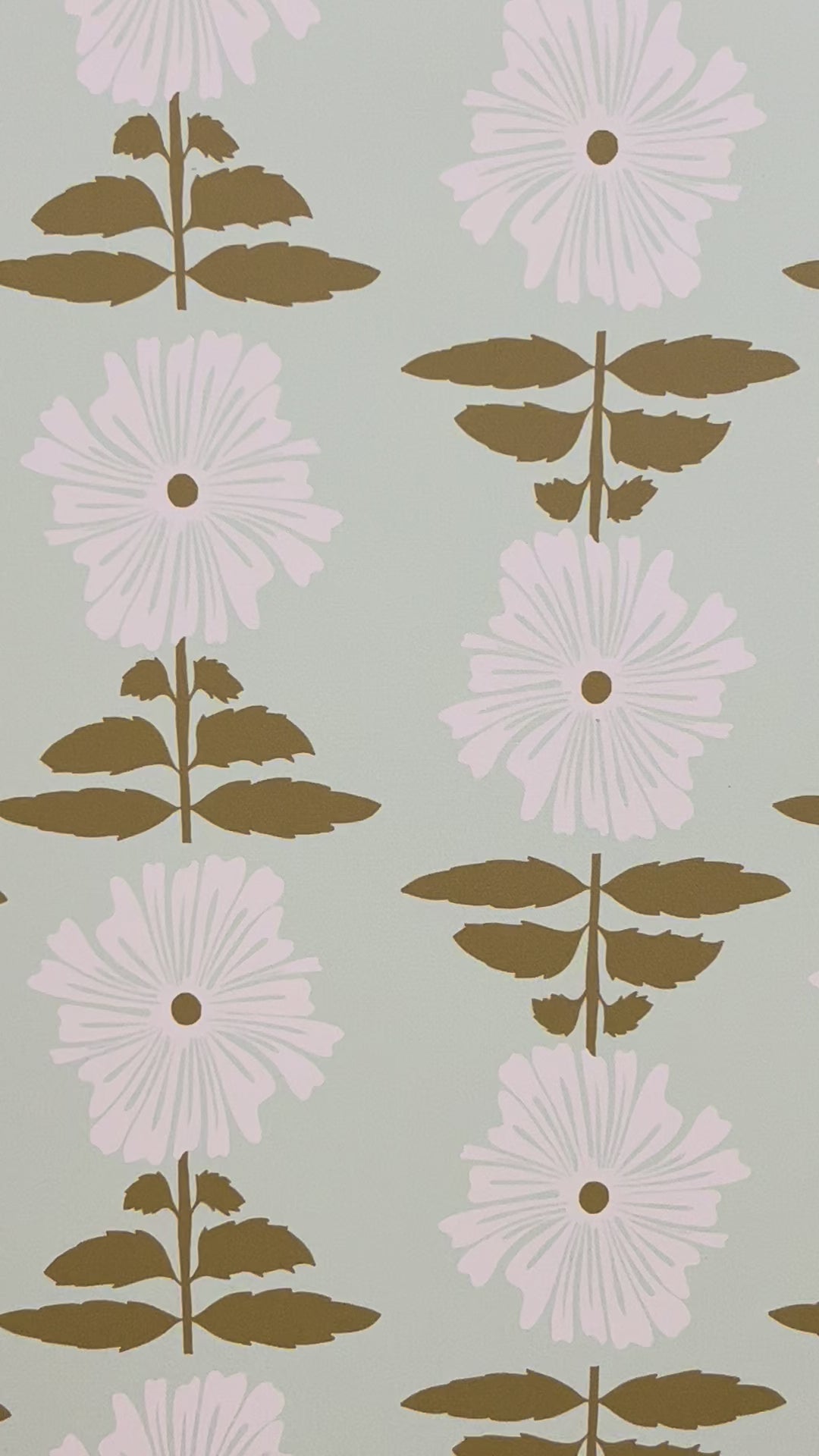 Vibrant Retro Floral Wallpaper - Mint Green Background