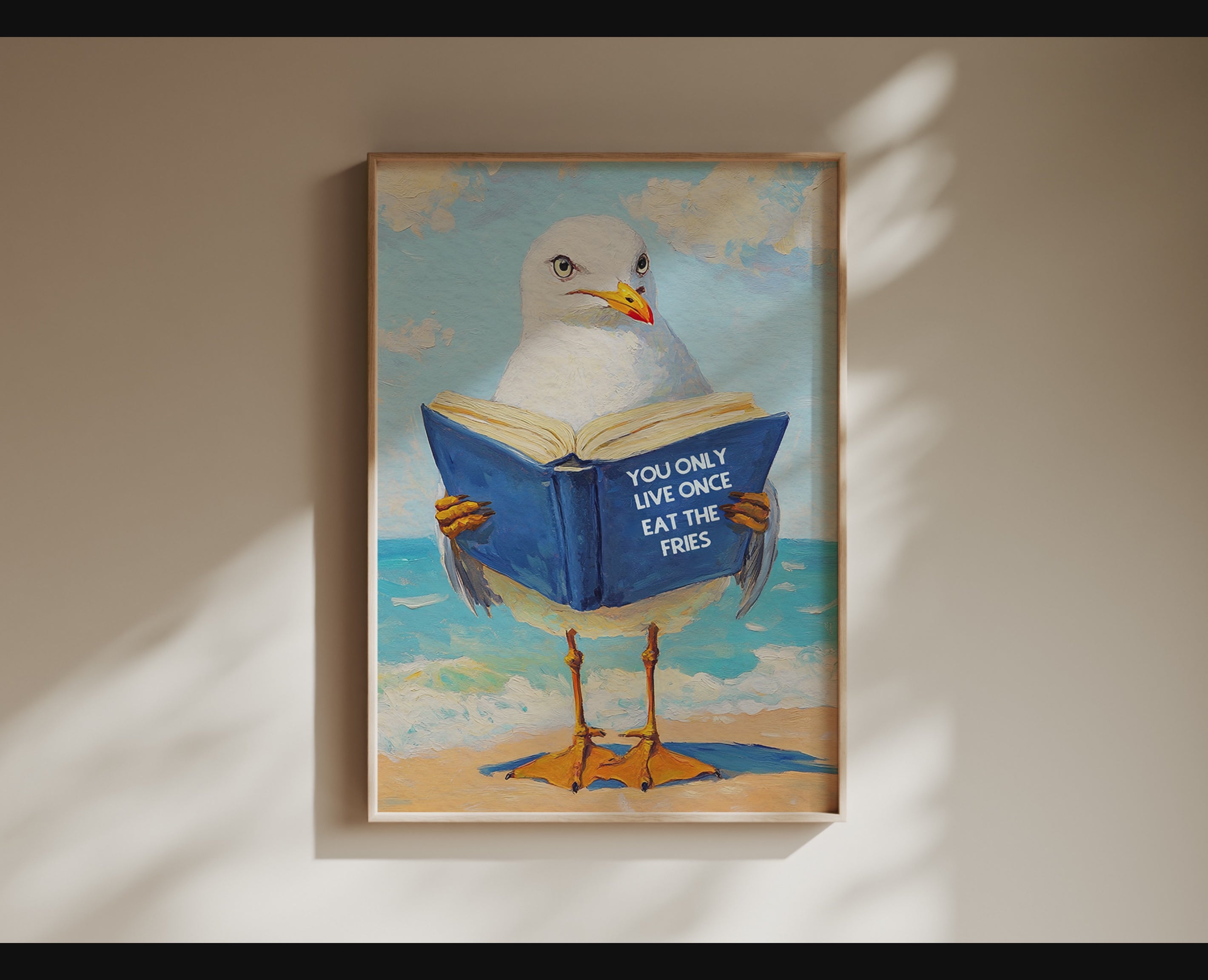 Seagull Motivational Reading Funny Literary Animal Book Lovers Wall Art