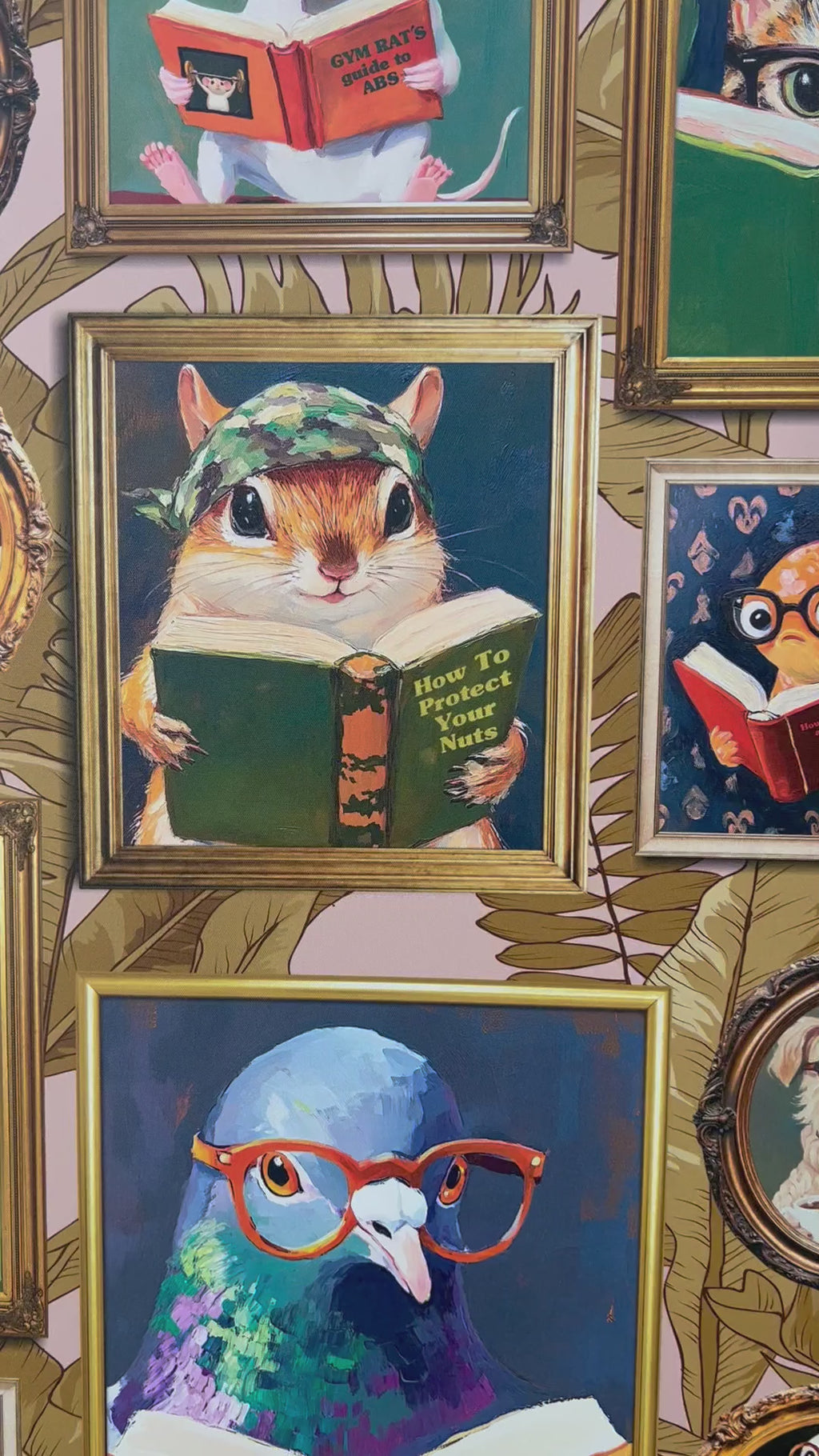 Whimsical Animals Reading Wallpaper