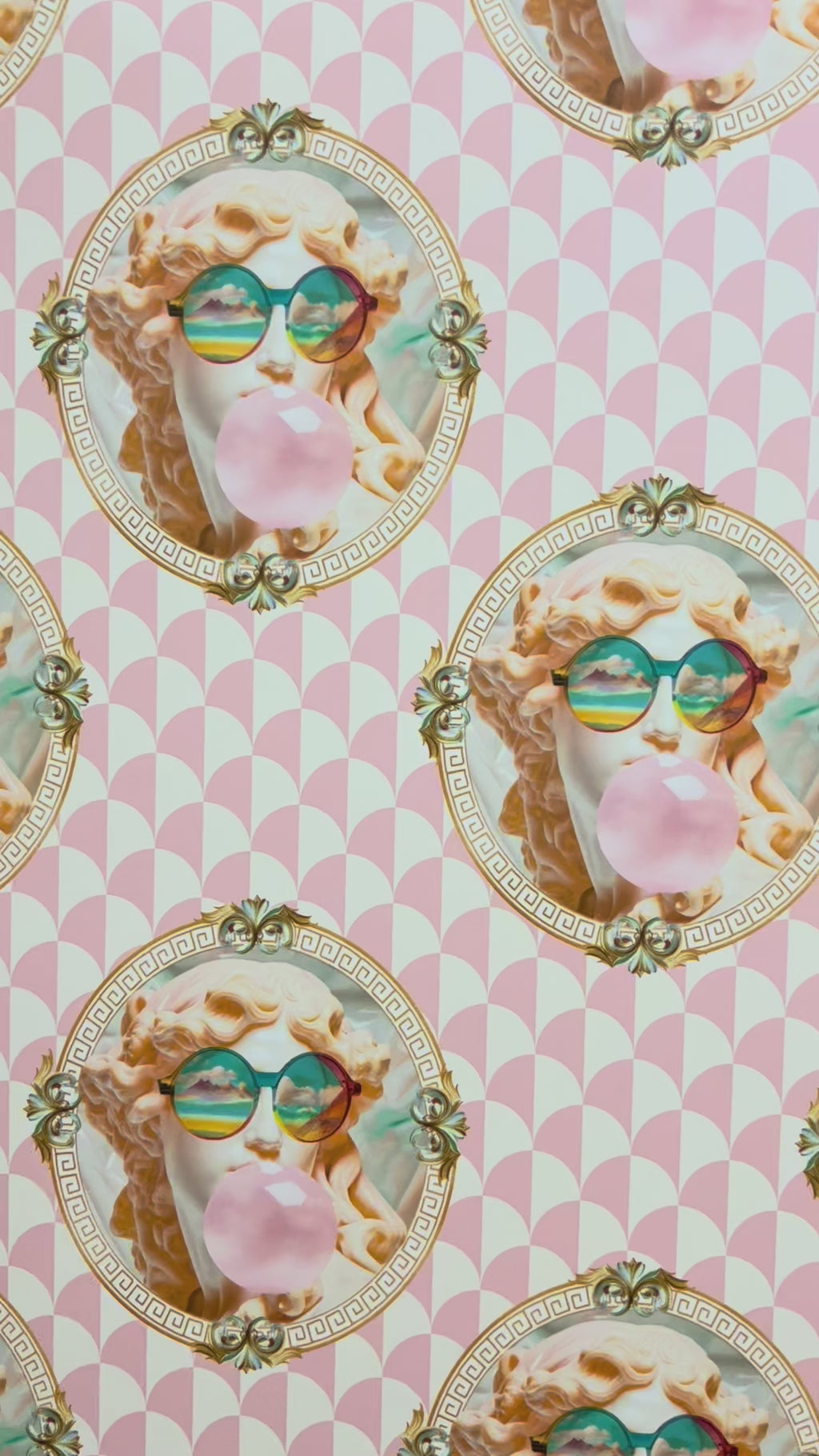 Vibrant Venus Bubble Gum Greco-Roman Wallpaper