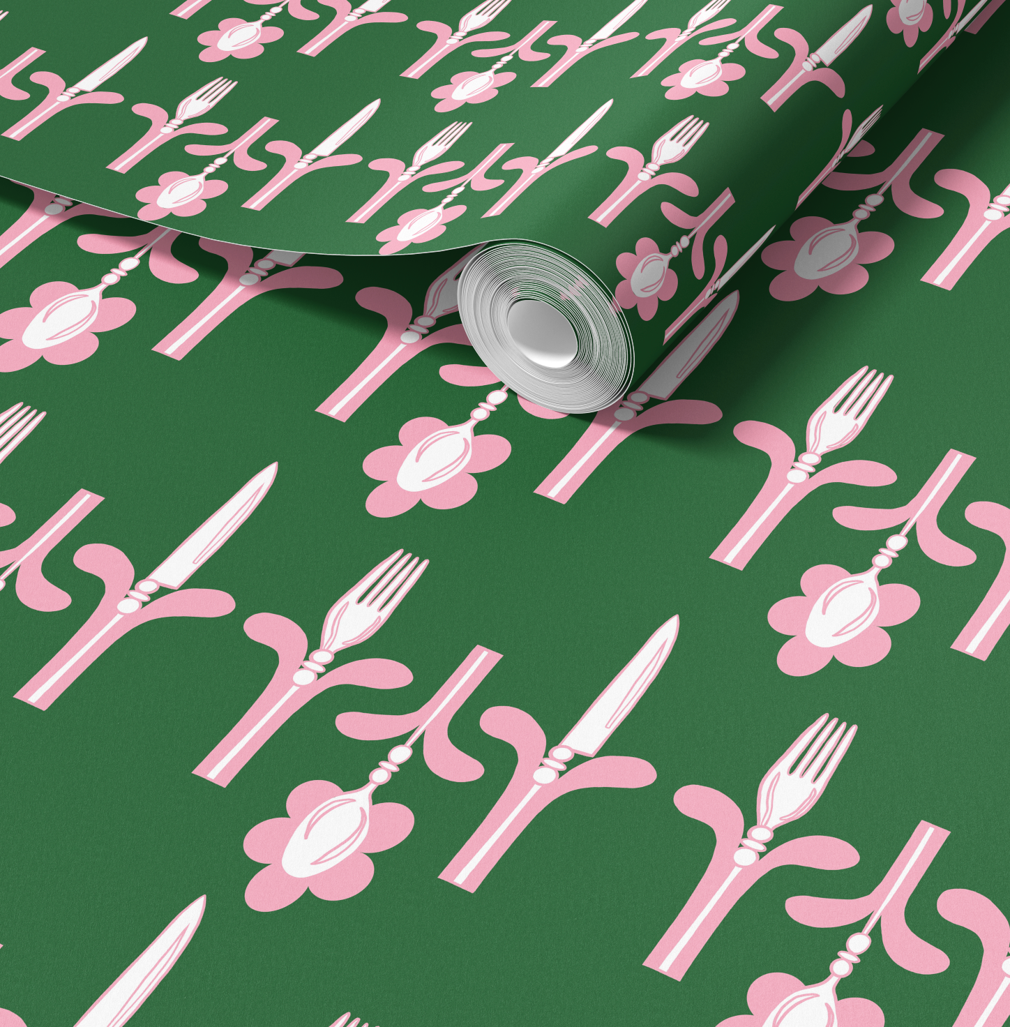 Dinner Party Green & Pink Wallpaper - Image 2 by RebelMod
