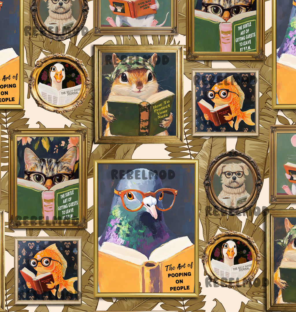 Whimsical Animals Reading Wallpaper - Ivory - Image 10 by RebelMod