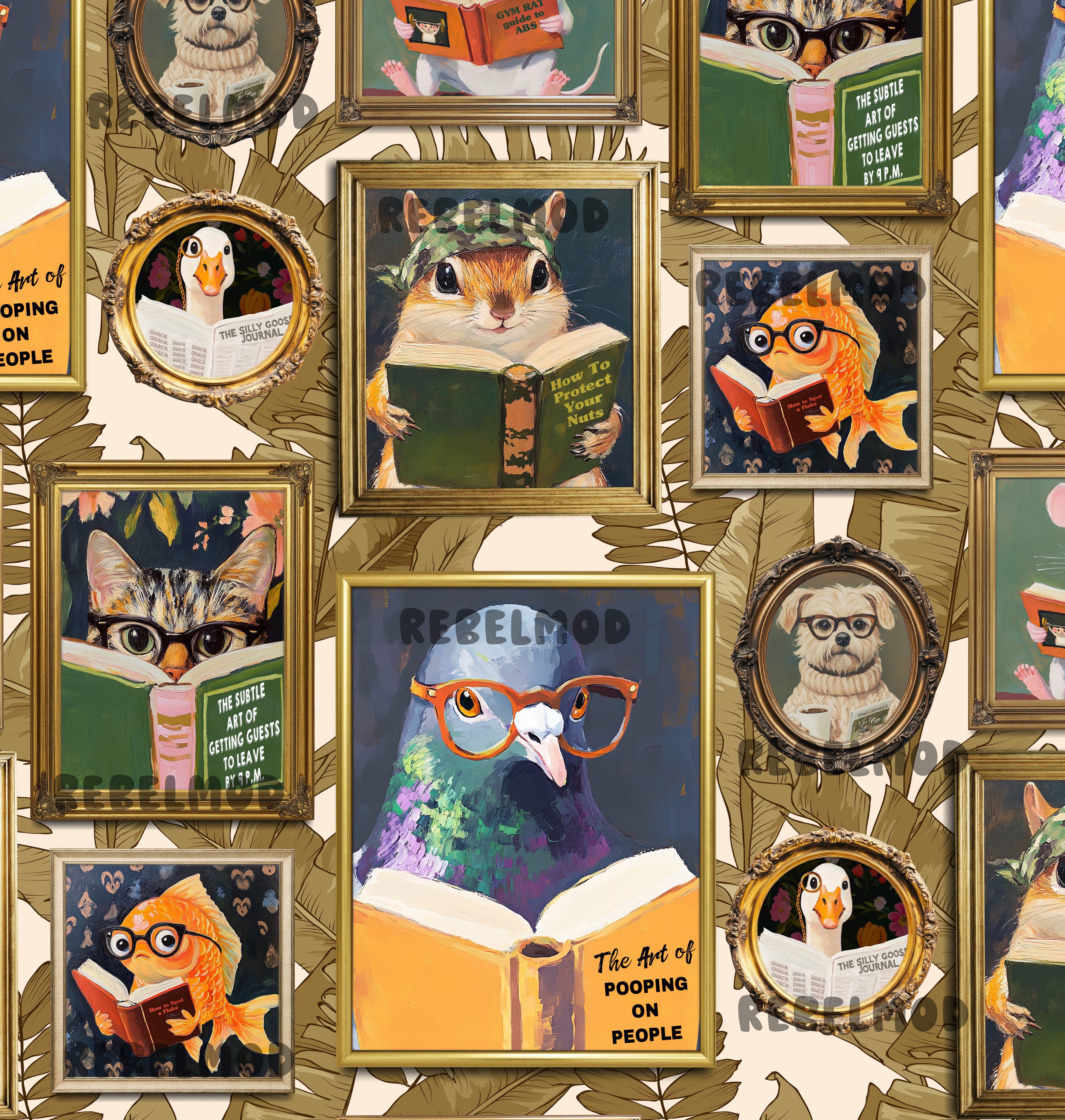 Whimsical Animals Reading Wallpaper - Ivory - Image 10 by RebelMod