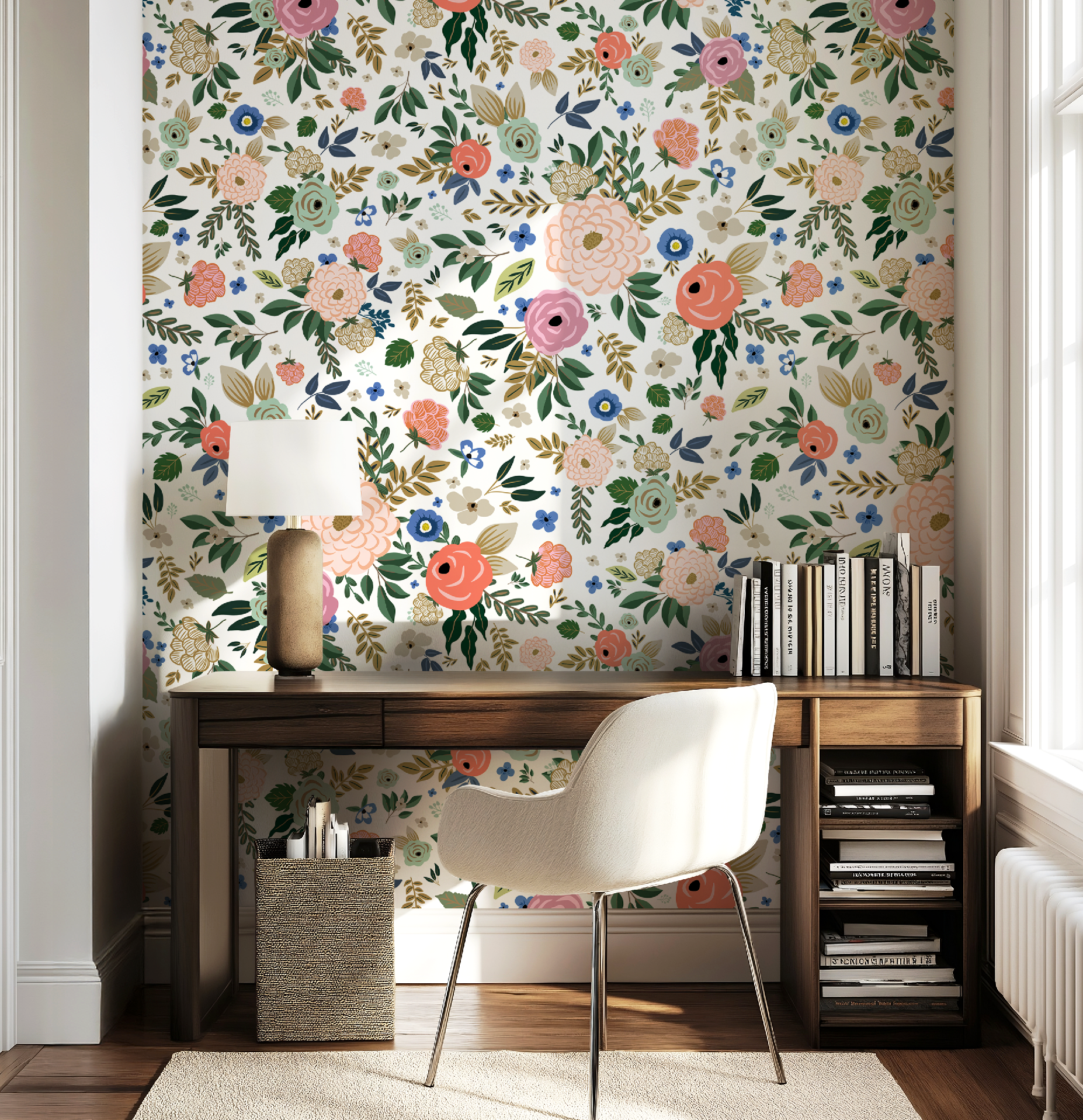 Vibrant Hand-Drawn Floral Wallpaper