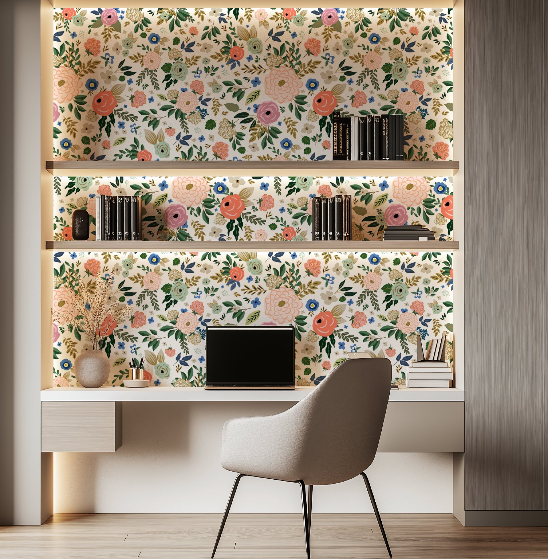 Vibrant Hand-Drawn Floral Wallpaper